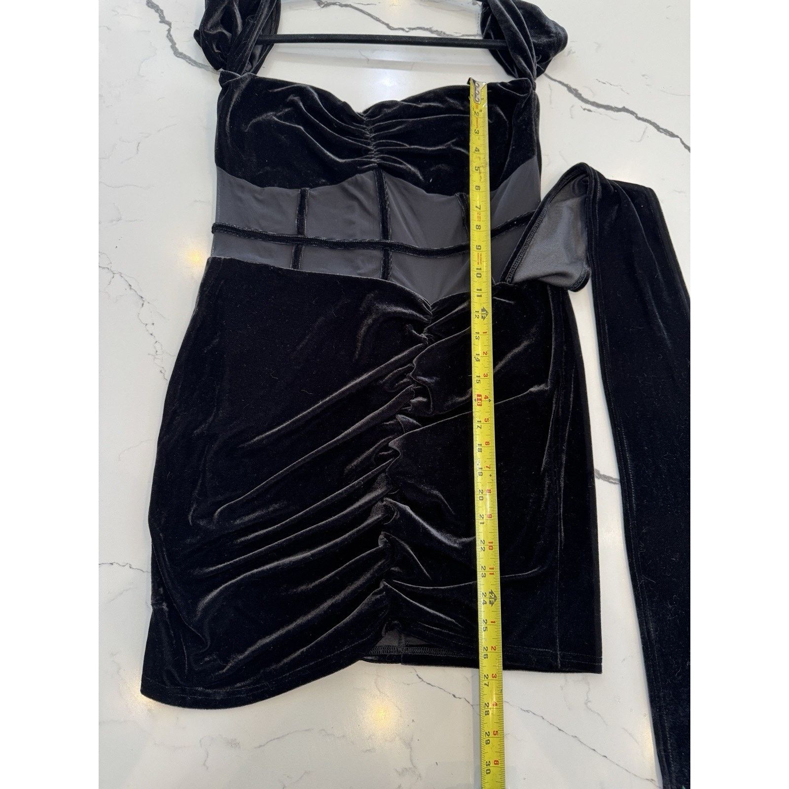 Other Black Velvet Mesh Corset Ruched Mini Dress Women Tag XL Size XL / US 12-14 / IT 48-50 - 2 Thumbnail