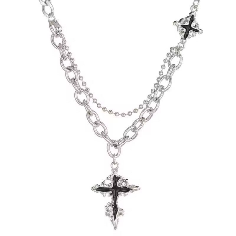 Other Retro punk gothic melting cross layered chain necklace y2k Size ONE SIZE - 5 Thumbnail