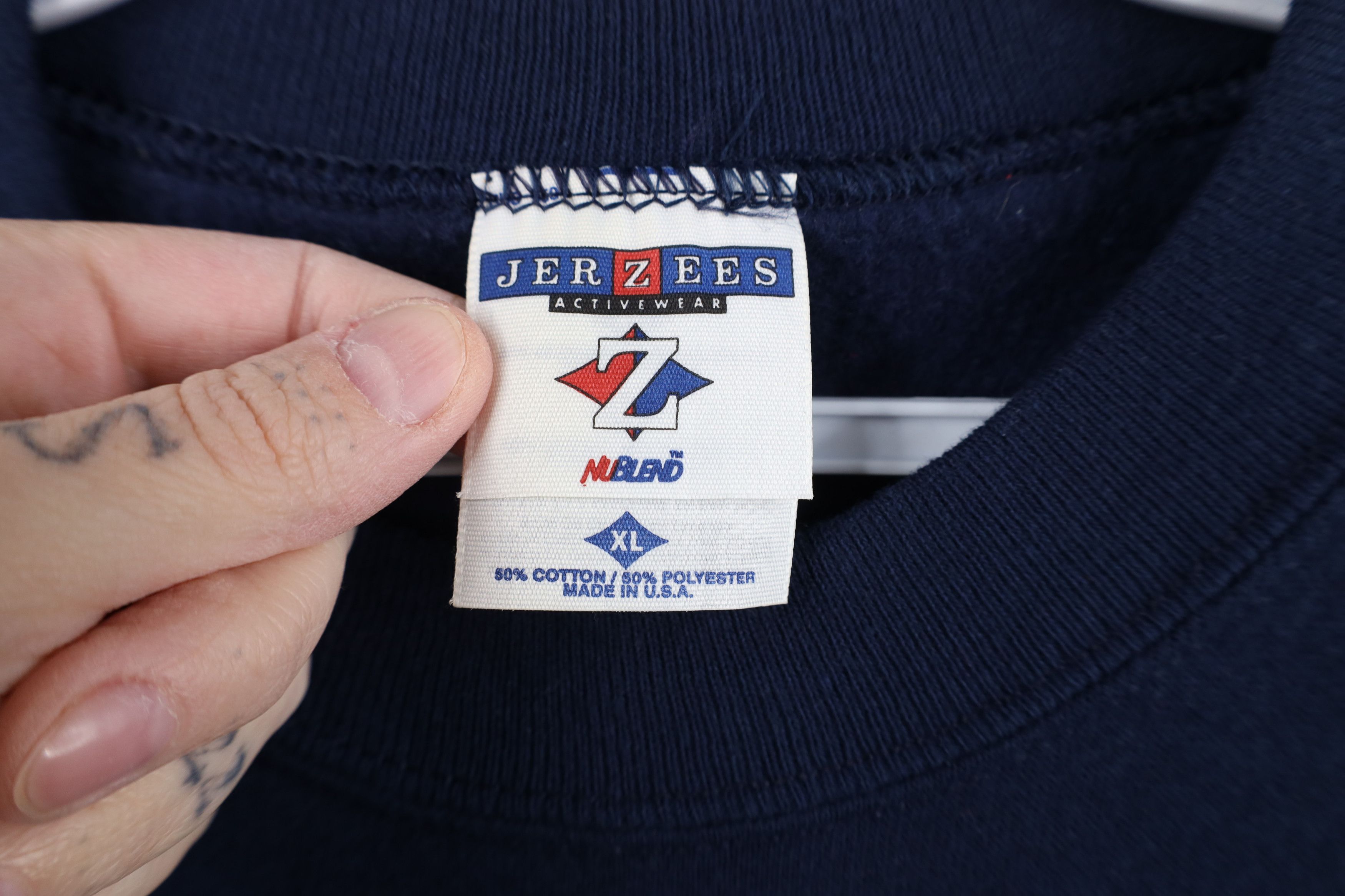 Vintage Vintage 90s Streetwear Crewneck Sweatshirt Navy Blue USA Size US XL / EU 56 / 4 - 4 Thumbnail