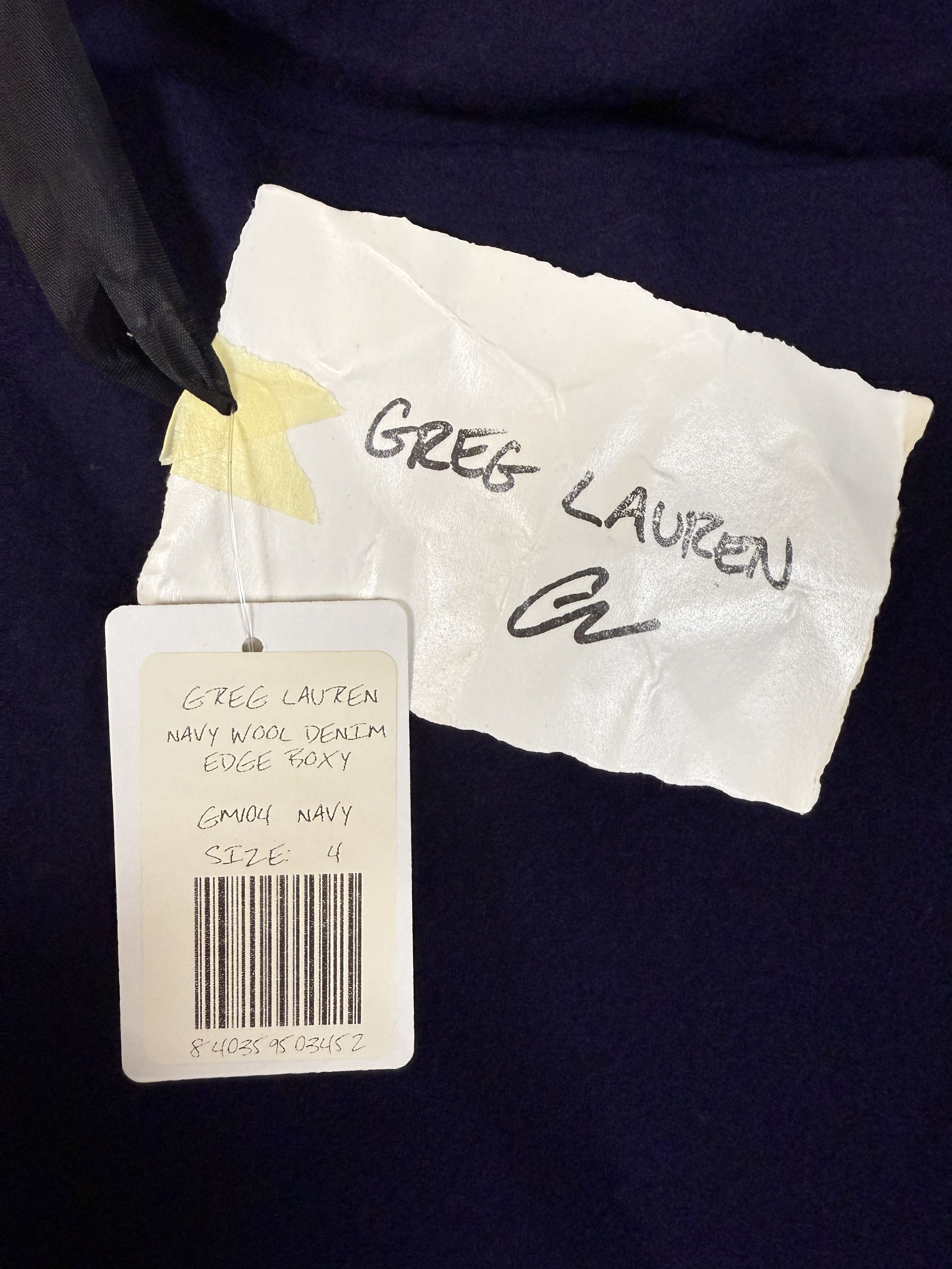 Greg Lauren Greg Lauren Navy Wool Denim Edged Boxy Jacket Size US XL / EU 56 / 4 - 5 Thumbnail