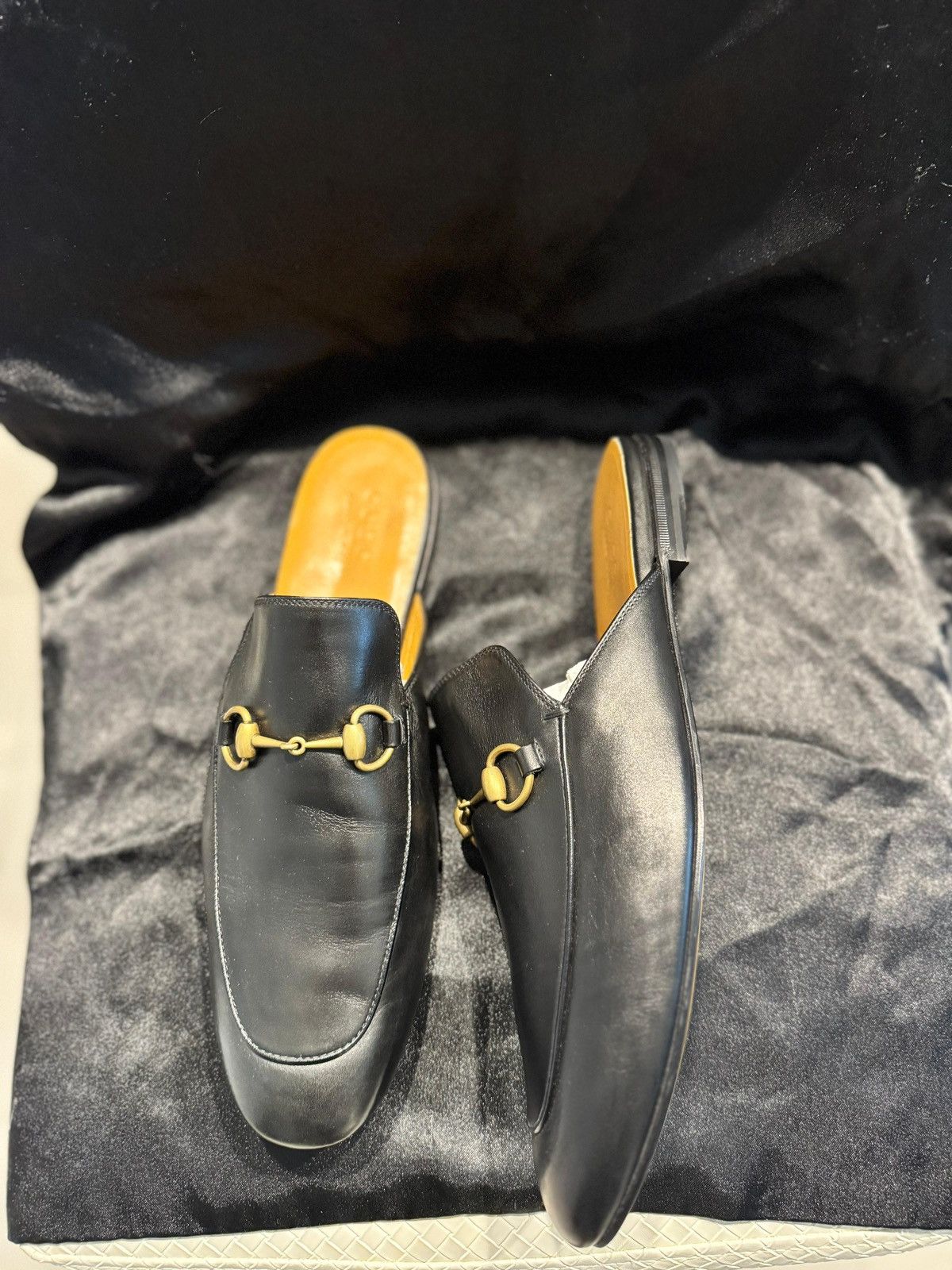 Gucci Black Leather Bit Loafers with Gold Hardware