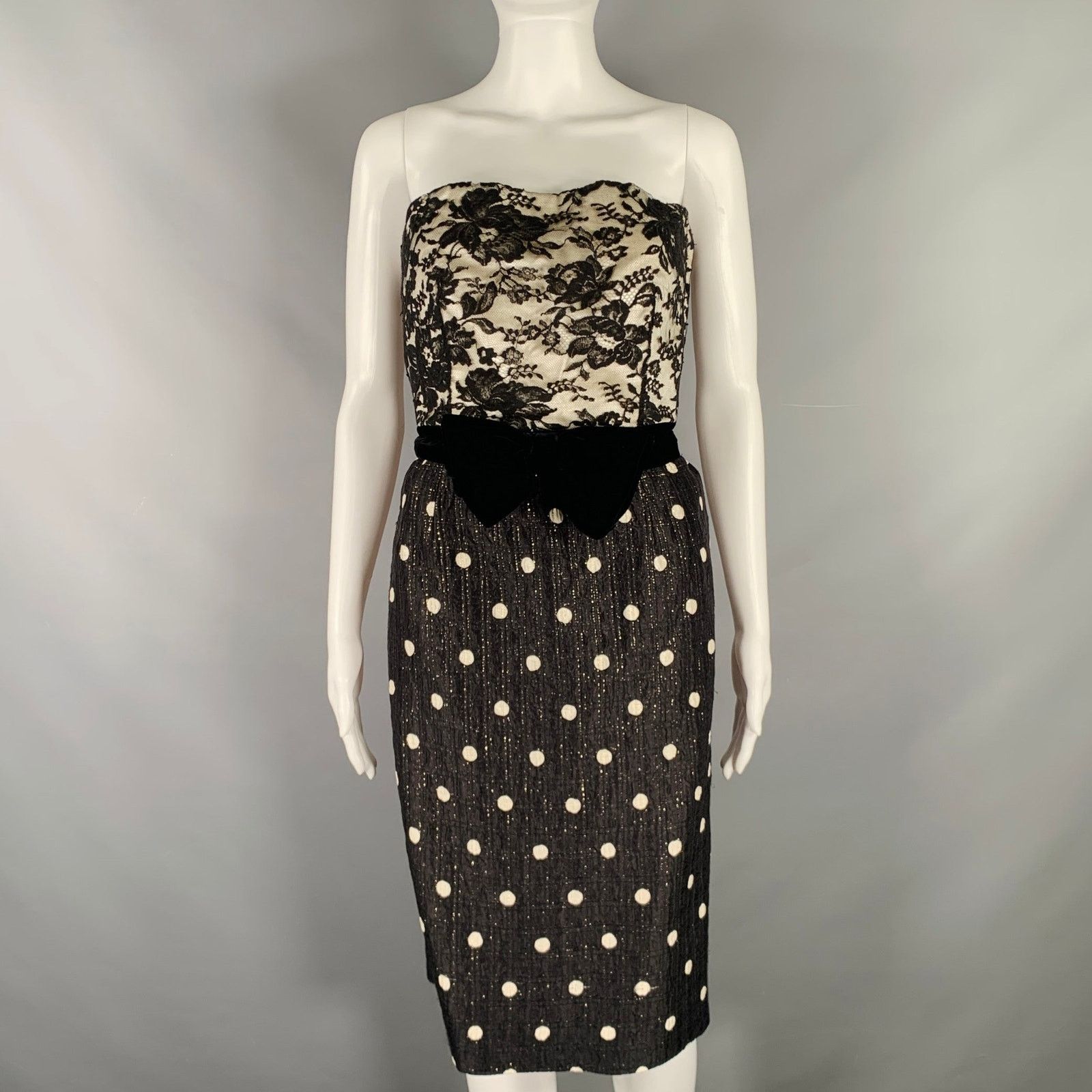 Valentino Size M Black White Polka Dot Strapless Dress Jacket Set Size M / US 6-8 / IT 42-44 - 5 Thumbnail