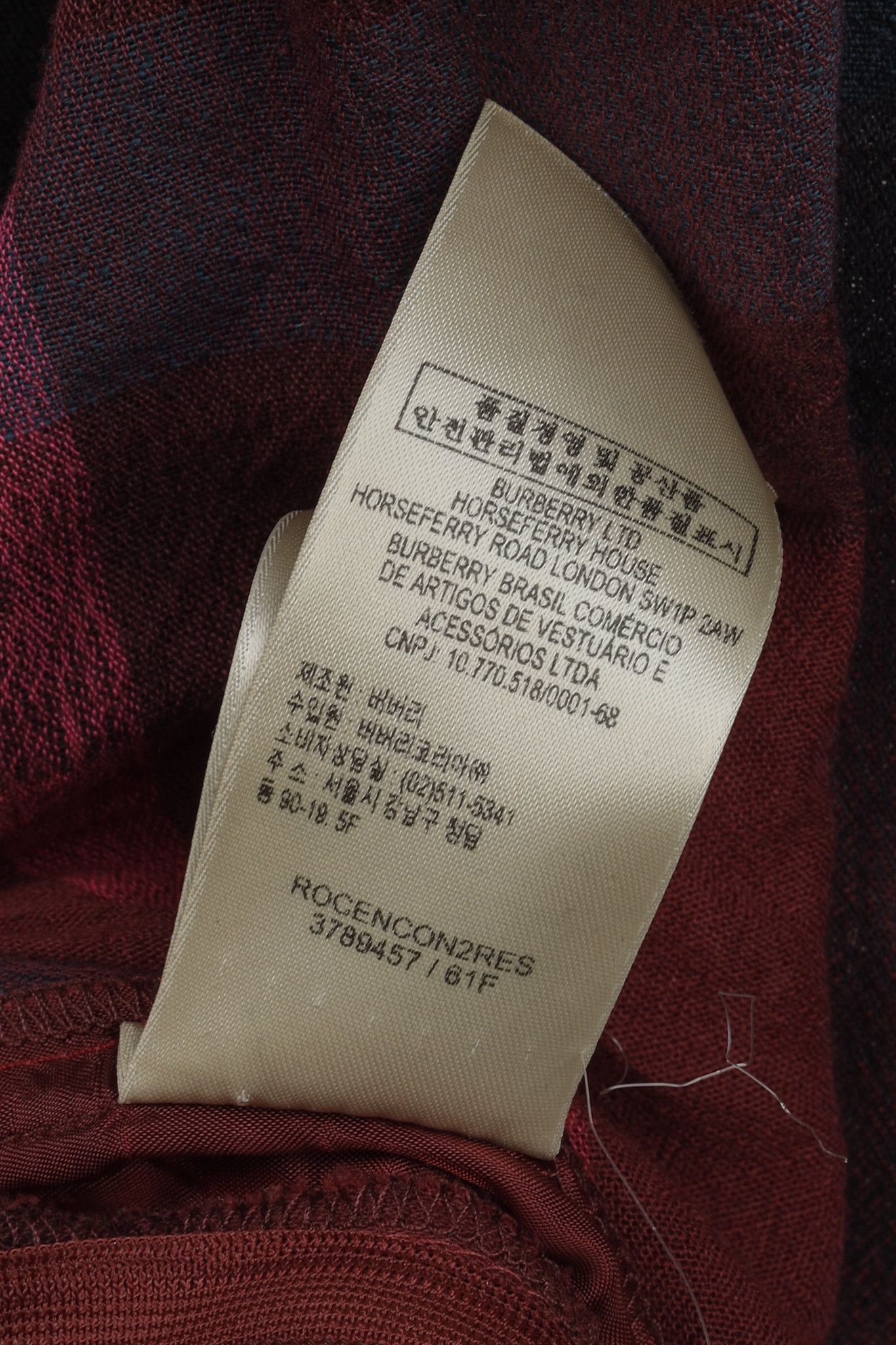 Burberry Burberry Brit Burgundy Check Ruffle-Trim Long-Sleeve Dress Size S / US 4 / IT 40 - 13 Thumbnail