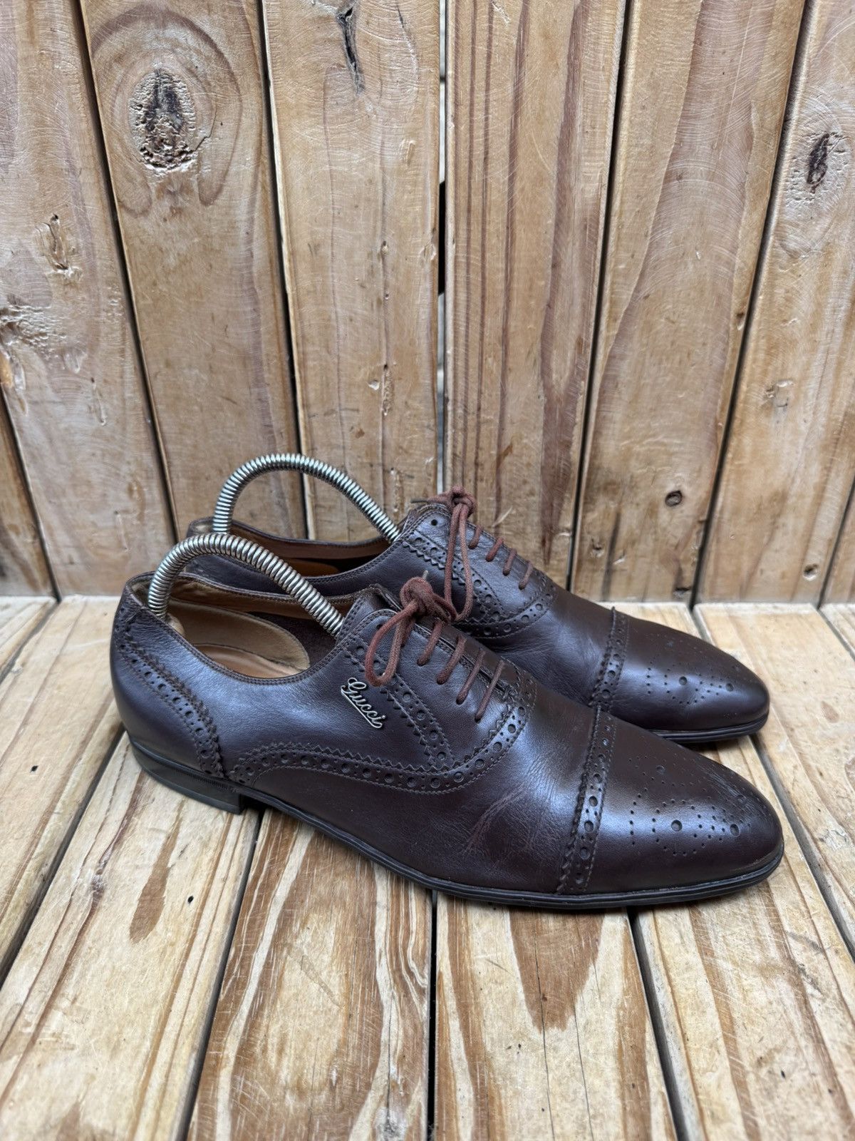 Gucci Gucci brown Cap Toe Leather Men's Dress Shoes UK 6 USA 6.5 Size US 6.5 / EU 39-40 - 6 Thumbnail