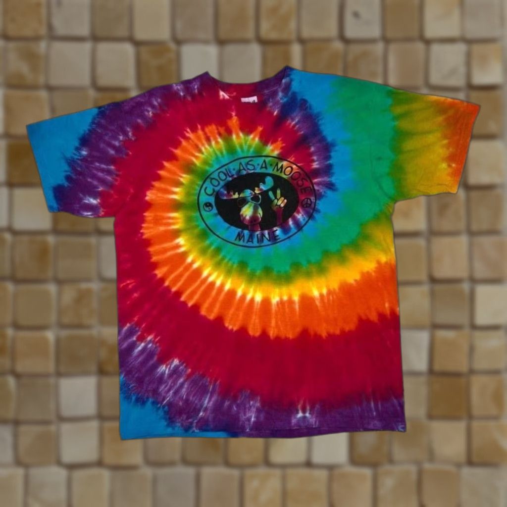 Anvil VINTAGE Anvil T-Shirt Rainbow Tie Dye “Maine” Souvenir Graphic Large Mens Shirt Size US L / EU 52-54 / 3 - 1 Thumbnail