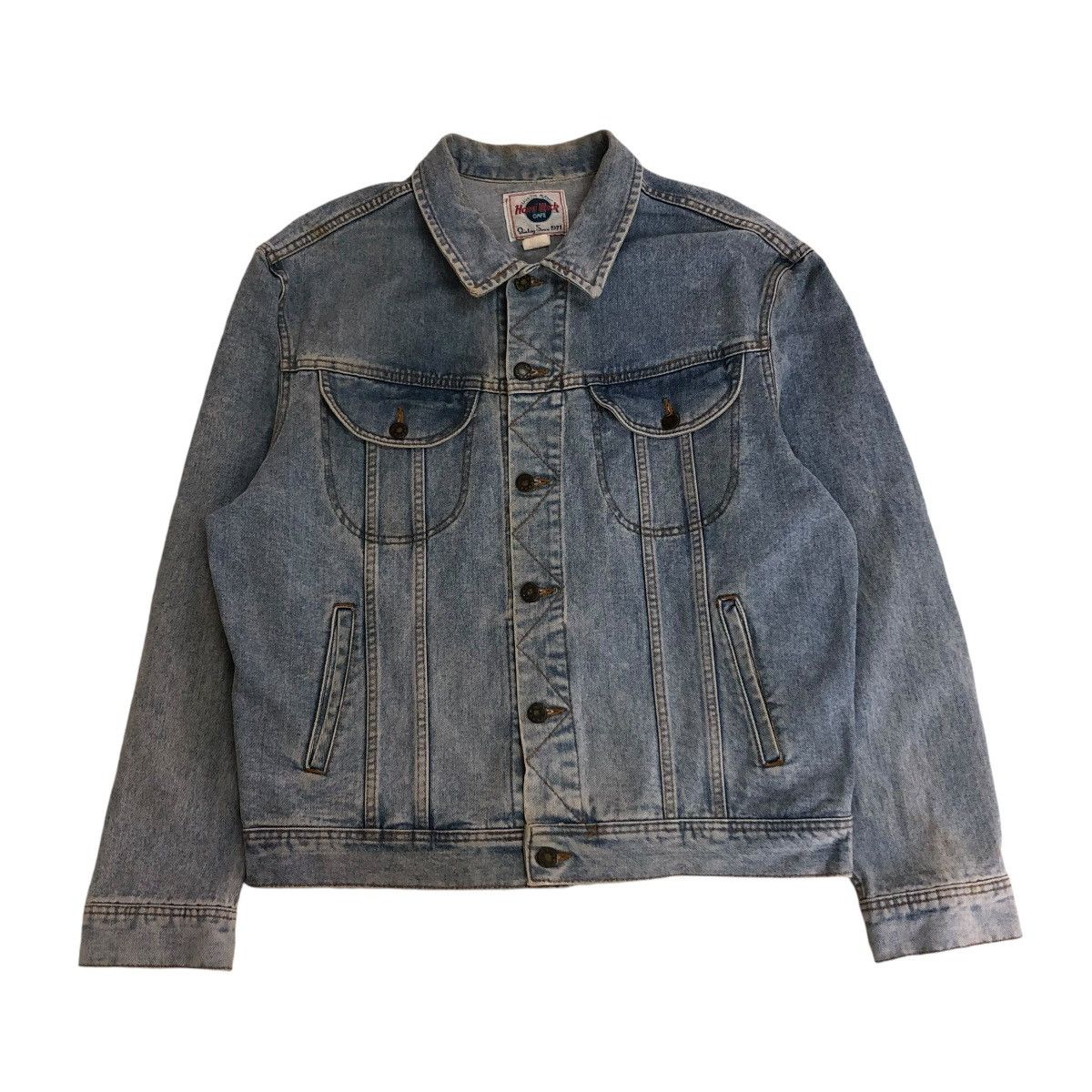 Japanese Brand 🔥VINTAGE DENIM TRUCKER JACKET HARD ROCK CAFE BIG LOGO Size US XL / EU 56 / 4 - 2 Thumbnail