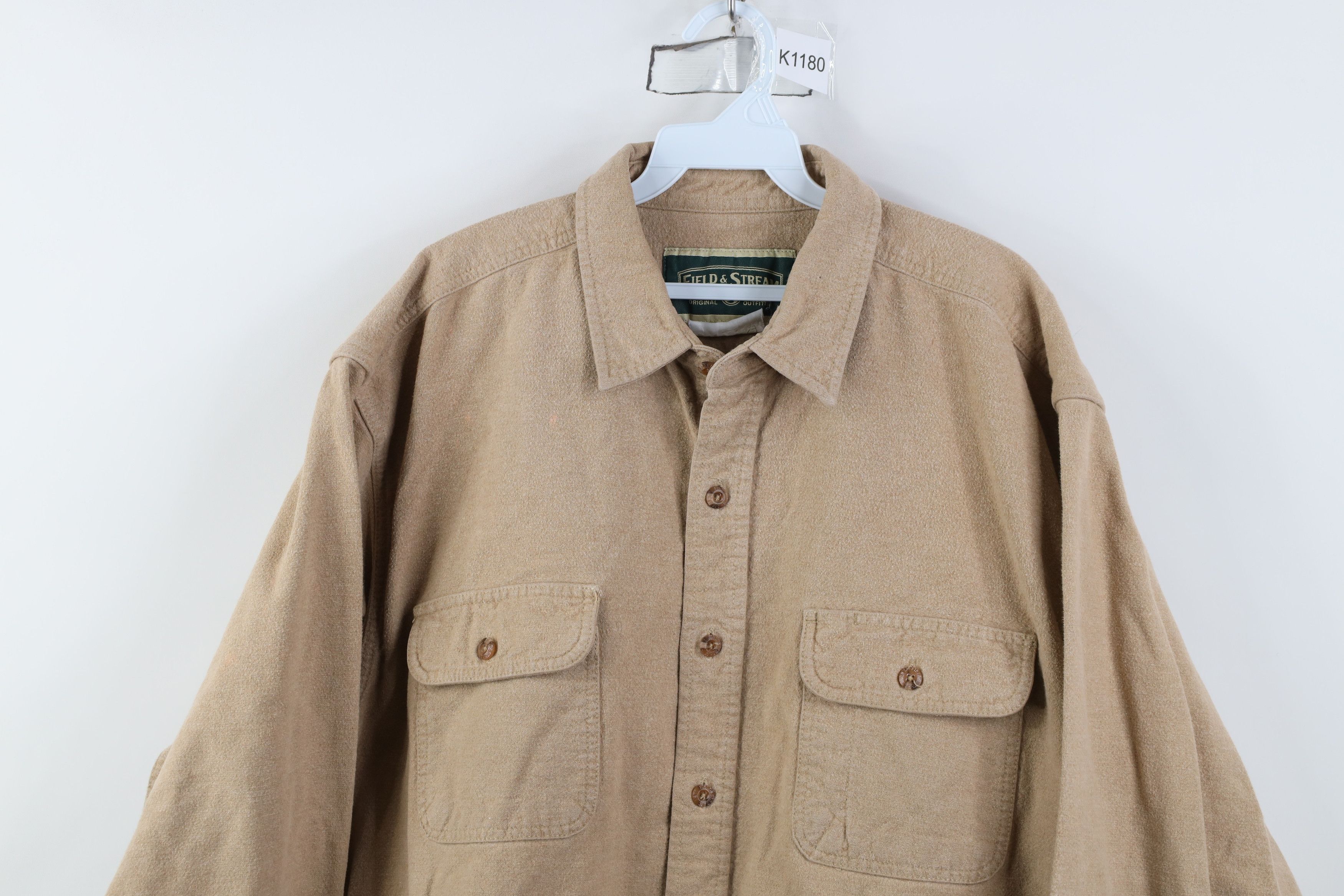 Vintage Vintage 90s Streetwear Chamois Cloth Button Shirt Beige Tan Size US XXL / EU 58 / 5 - 2 Thumbnail