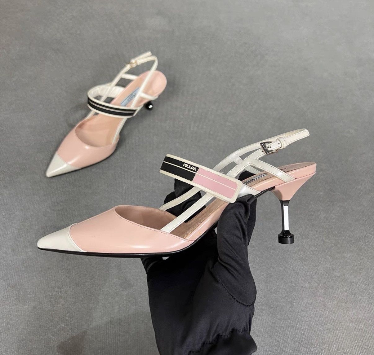 Prada Prada Runway Pink & White Pointed-Toe Stiletto Heels Size US 7 / IT 37 - 2 Thumbnail