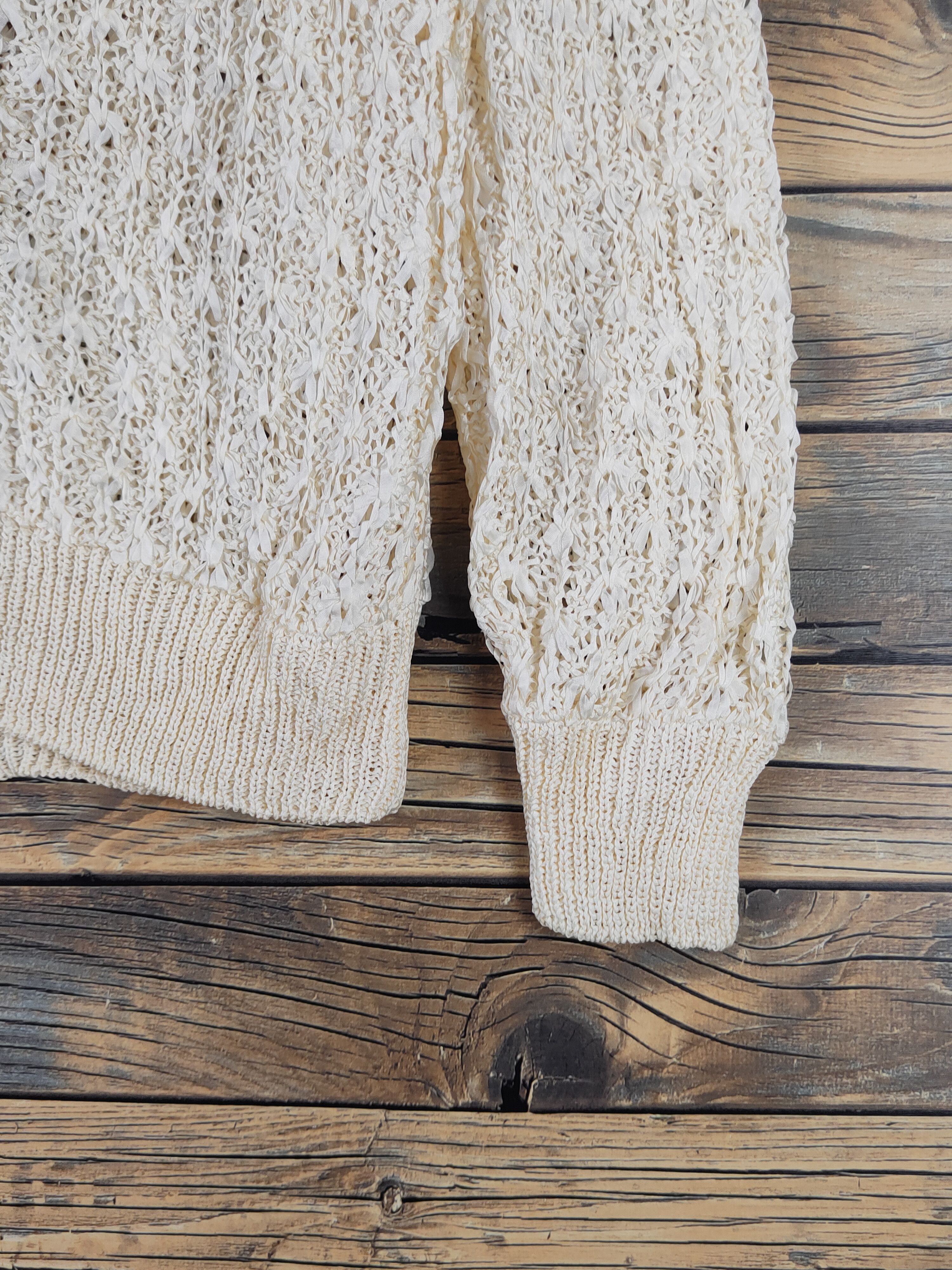 Homespun Knitwear Karinca-PK Yellow Crochet MeshNet Knitwear Cardigan #W1771 Size US M / EU 48-50 / 2 - 6 Thumbnail