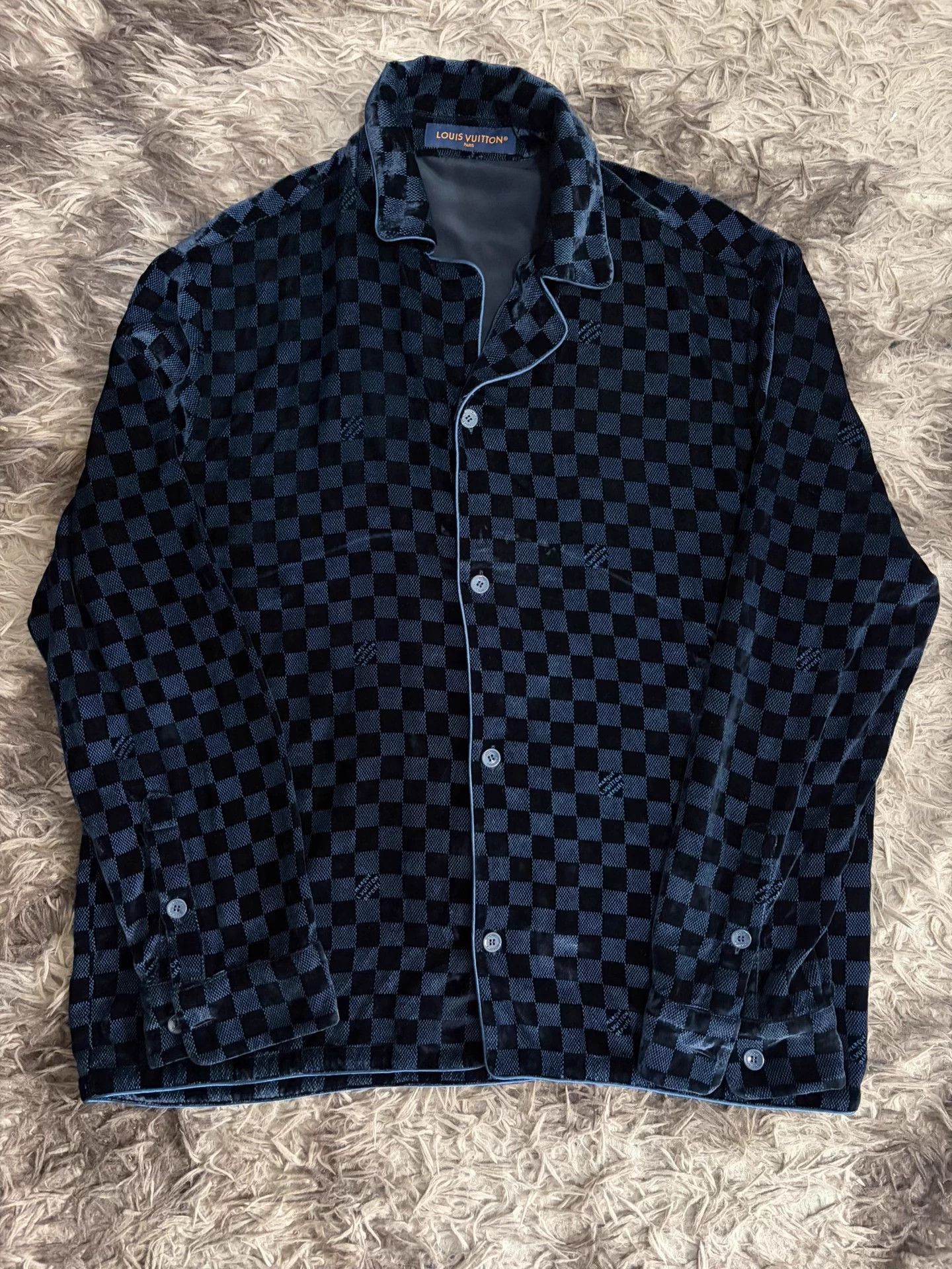 Louis Vuitton LV 2025ss blue check velvet long sleeve shirt M Size US M / EU 48-50 / 2 - 1 Thumbnail