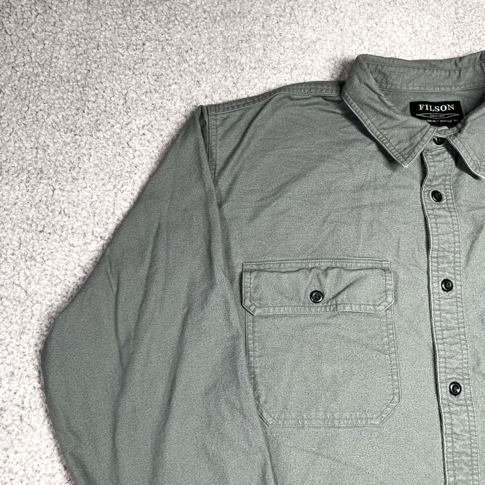 Filson Filson Shirt Mens 2XL Green Cotton Long Sleeve Button Outdoor Field Flannel Work Size US XXL / EU 58 / 5 - 6 Thumbnail