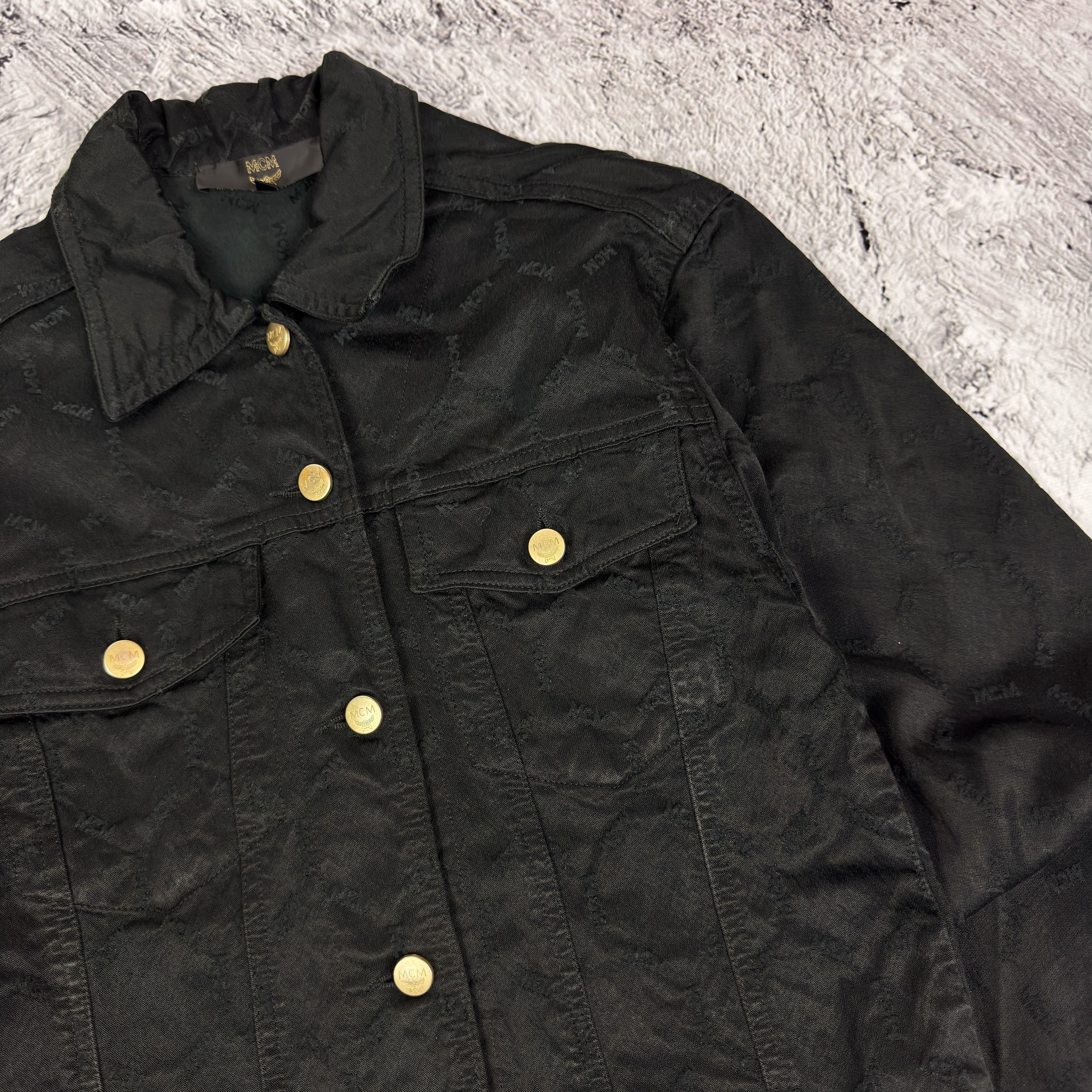 MCM Vintage MCM Men's Black Cotton Monogram Biker Moto Jacket 34 Size US M / EU 48-50 / 2 - 6 Thumbnail