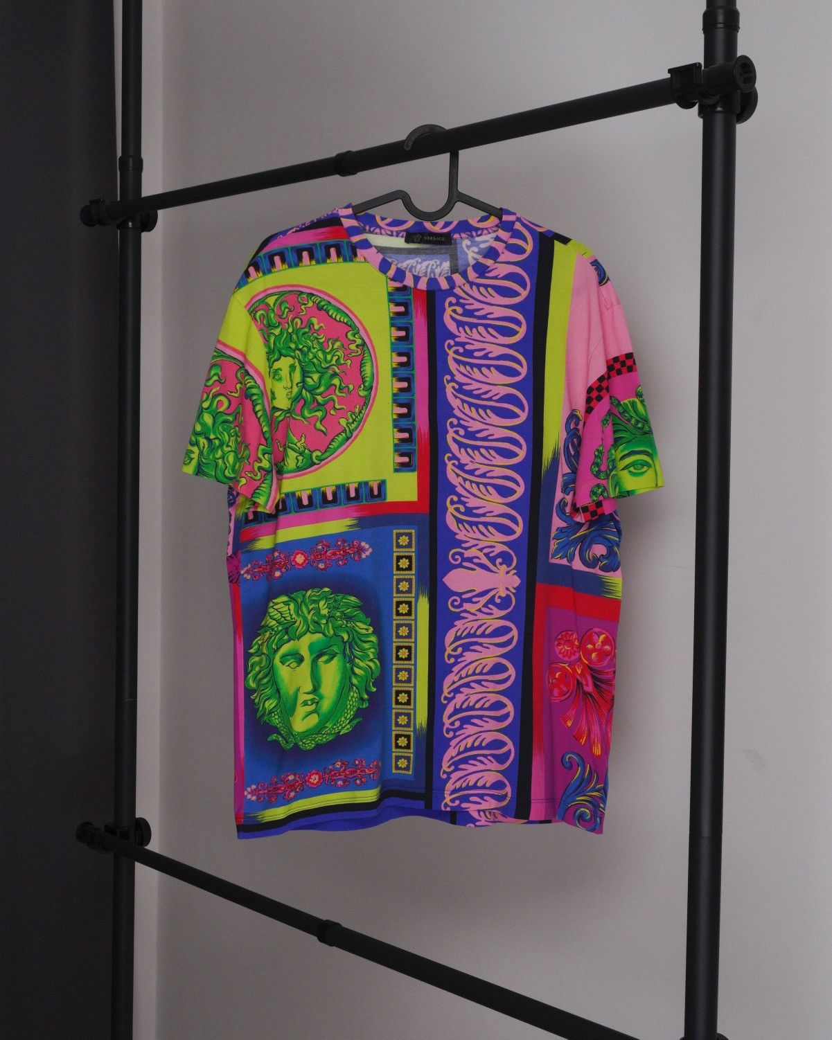 image of Versace Multi Medusa Baroque Pattern Tee Shirt in Blue, Men's (Size Medium)