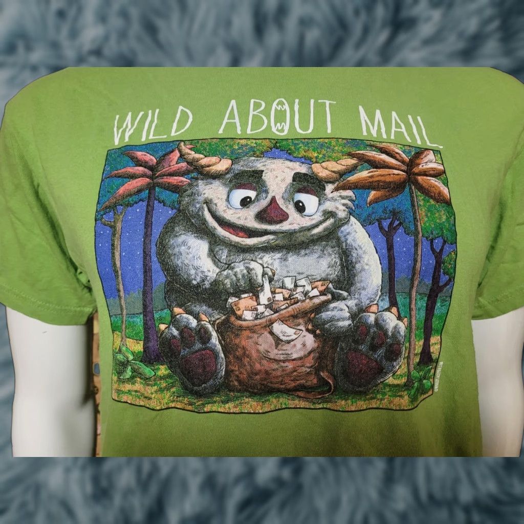 Gildan Wild About Mail Sendak Wild Things Post Office T Shirt Medium Mens Green Cotton Gildan Heavy Cotton Size US M / EU 48-50 / 2 - 1 Thumbnail