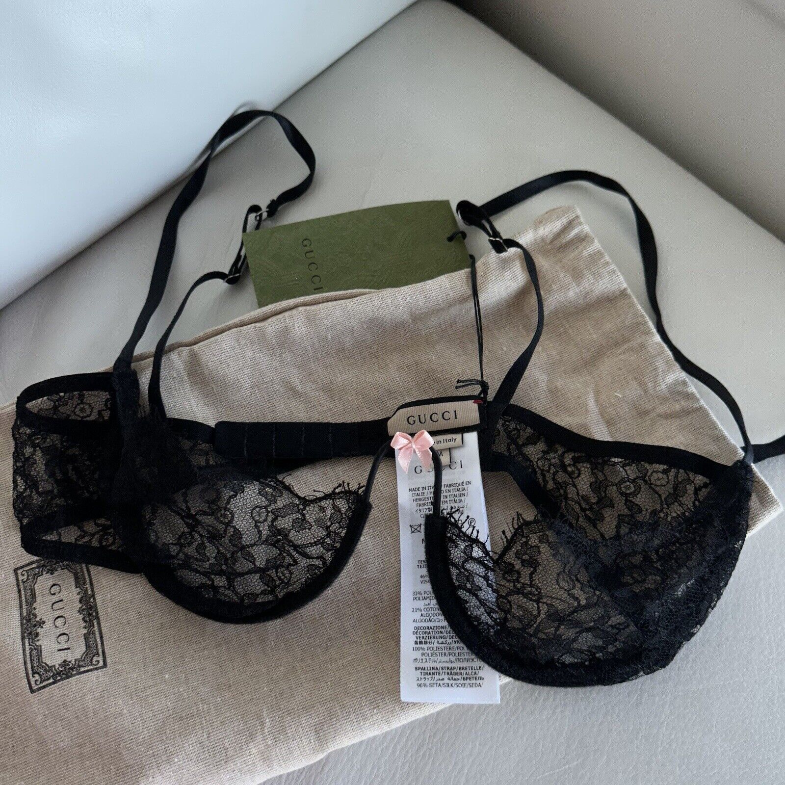Gucci NWT GUCCI LACE BRA BALCONETTE SZ S Lace Black Size S / US 4 / IT 40 - 3 Thumbnail