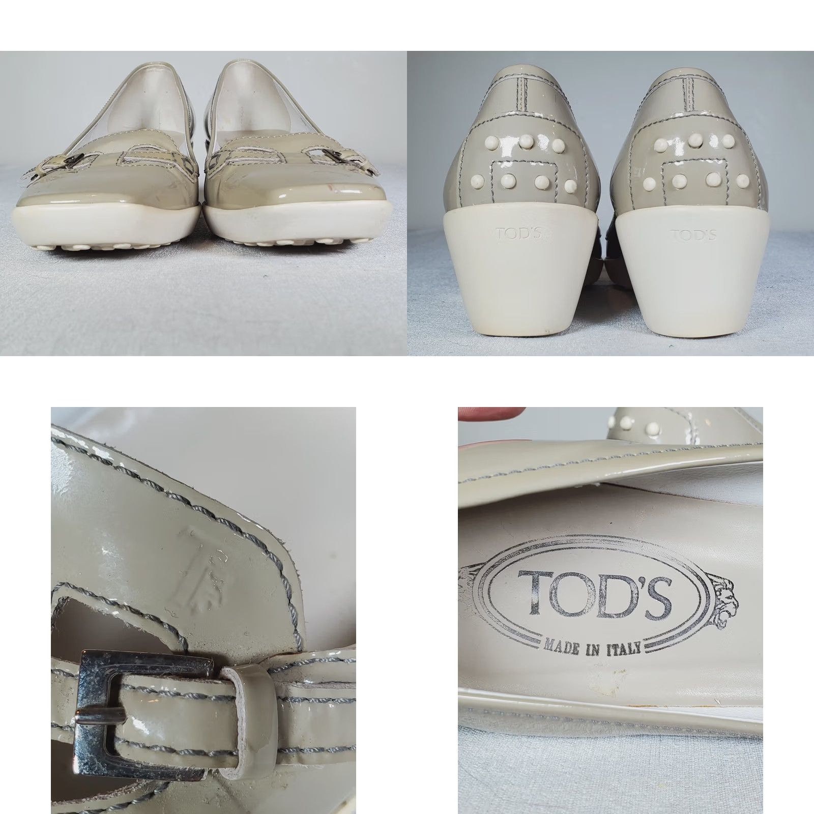 Vintage TOD's Gray Patent Leather Wedges Slip On Pumps Women's US 10 Shoes" Size US 10 / IT 40 - 8 Thumbnail