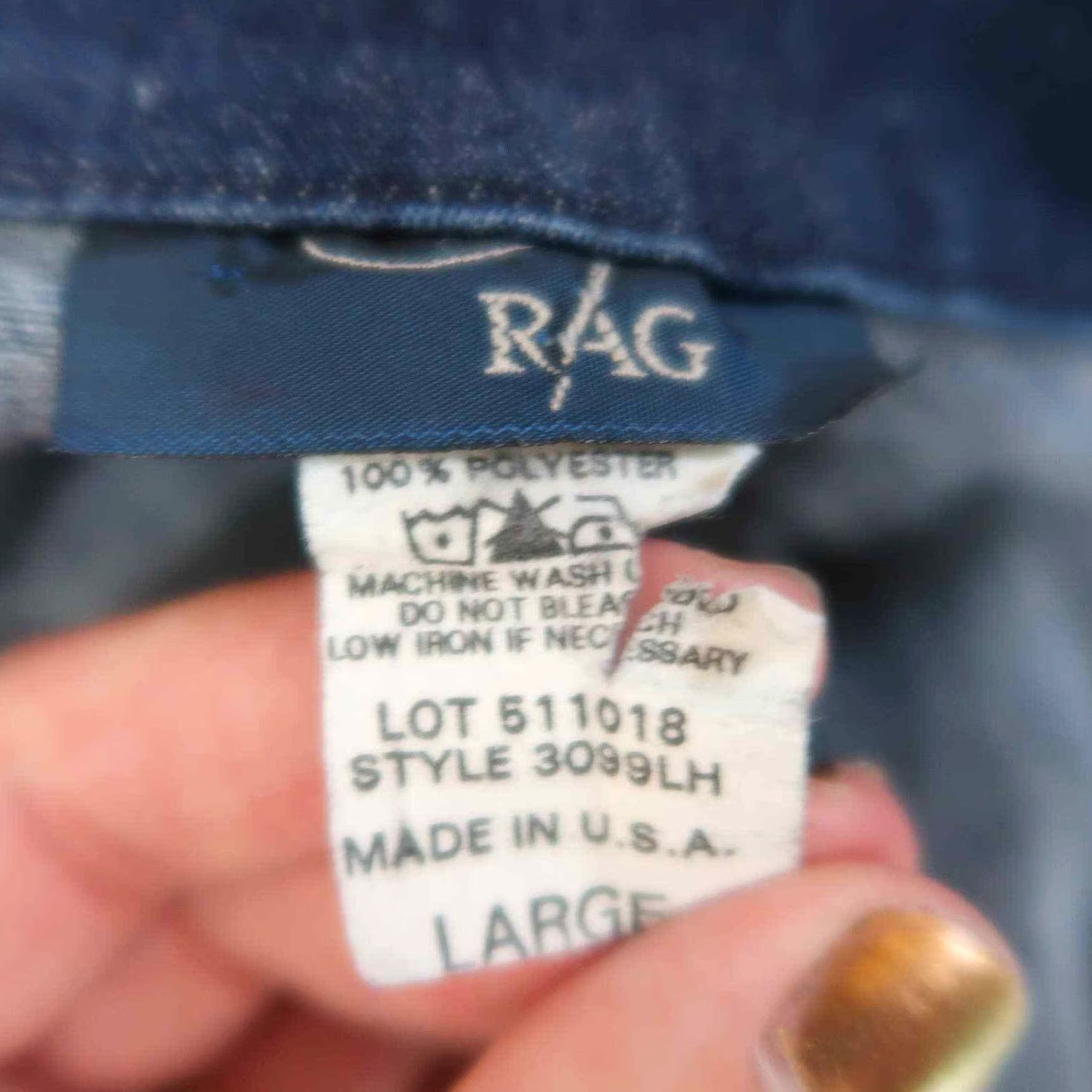 Denime VINTAGE 90s Rag Jacket - Denim Mid-Length Blue Polyester - Women L Casual 90s Theme Size L / US 10 / IT 46 - 6 Thumbnail