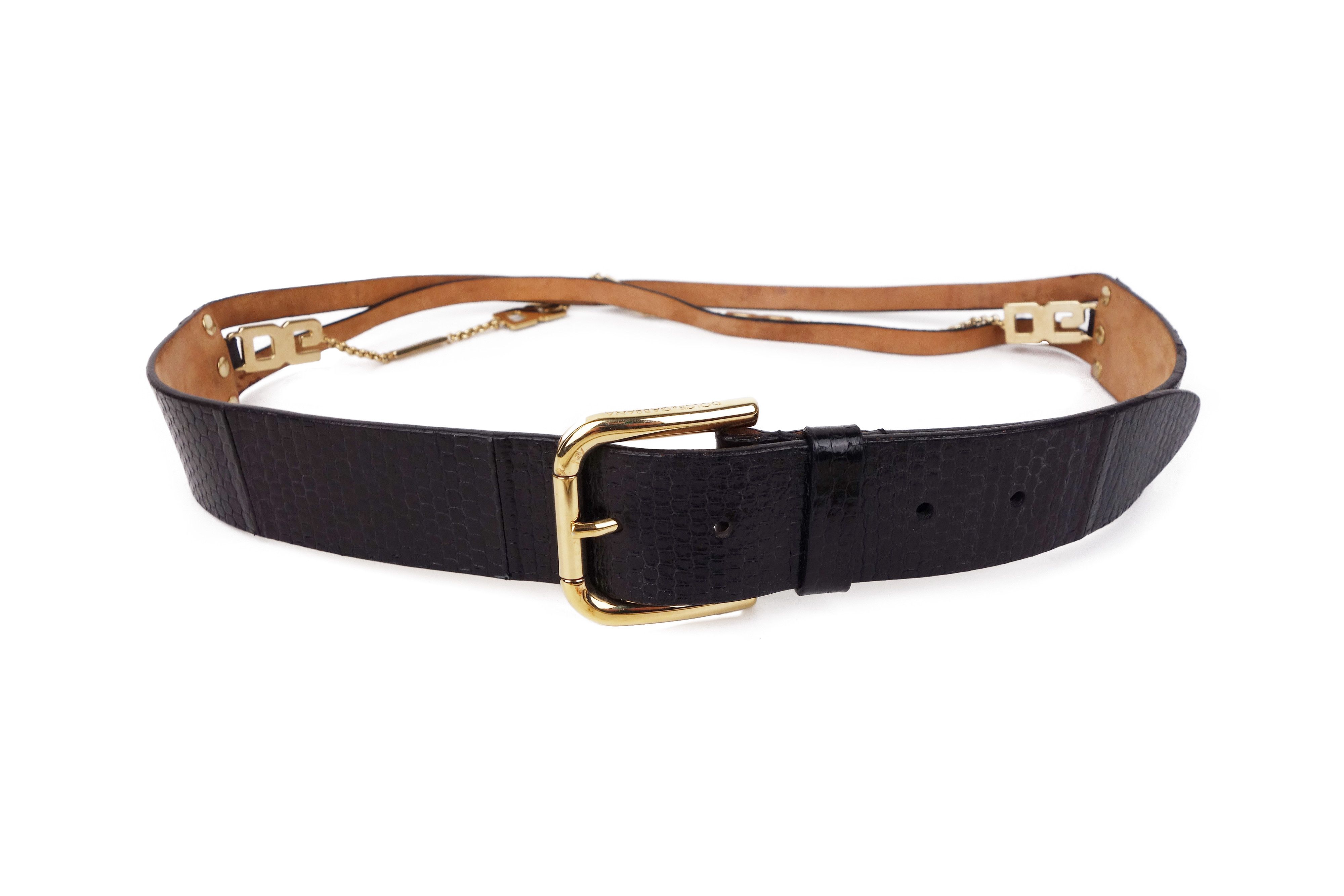 Dolce & Gabbana Dolce and Gabbana Buckle Logo Chain Exotic Leather Belt Size ONE SIZE - 4 Thumbnail