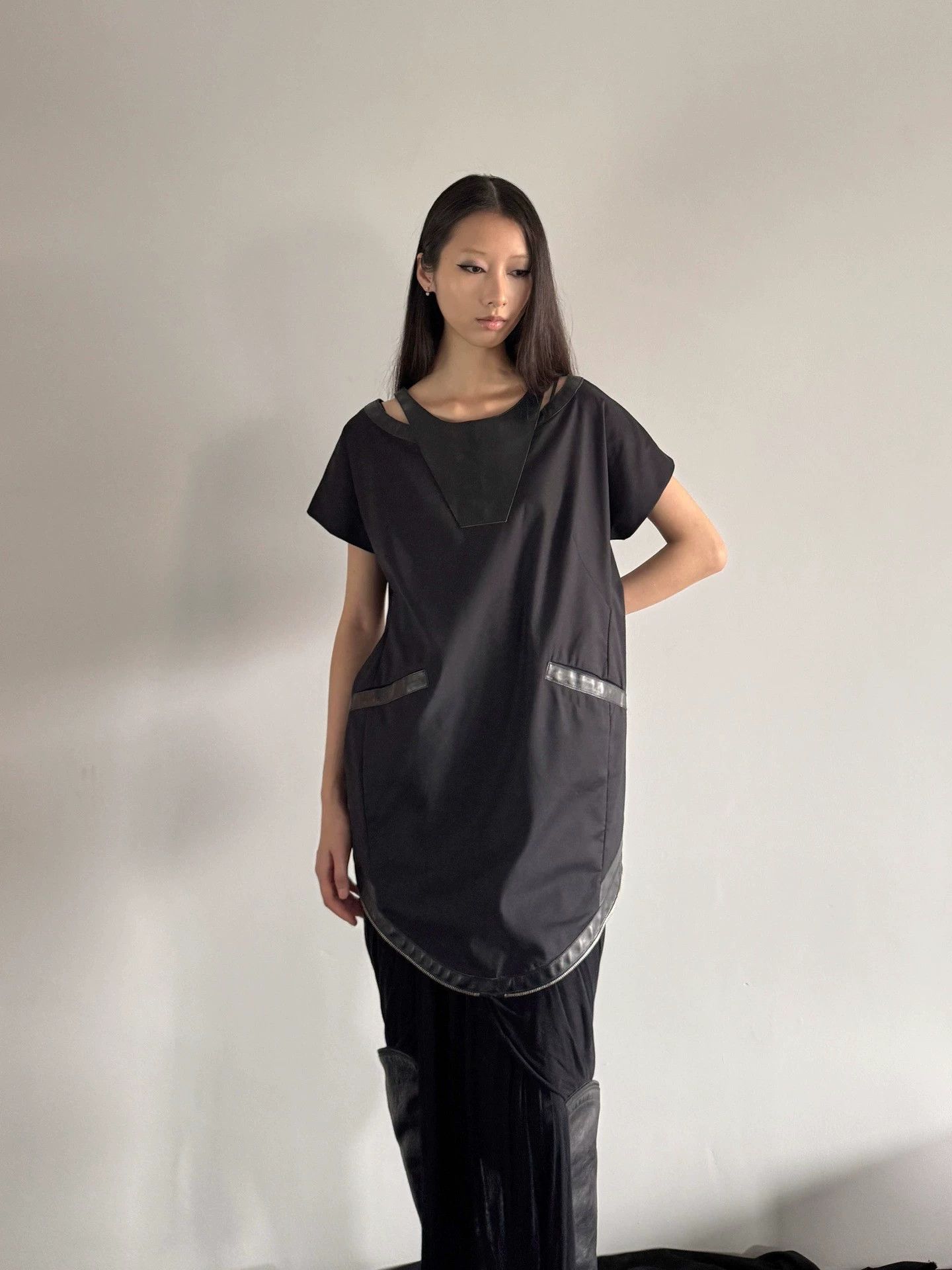 Other Belgian Deconstructed Leather Raglan Zip Short Sleeve Top Size M / US 6-8 / IT 42-44 - 3 Thumbnail