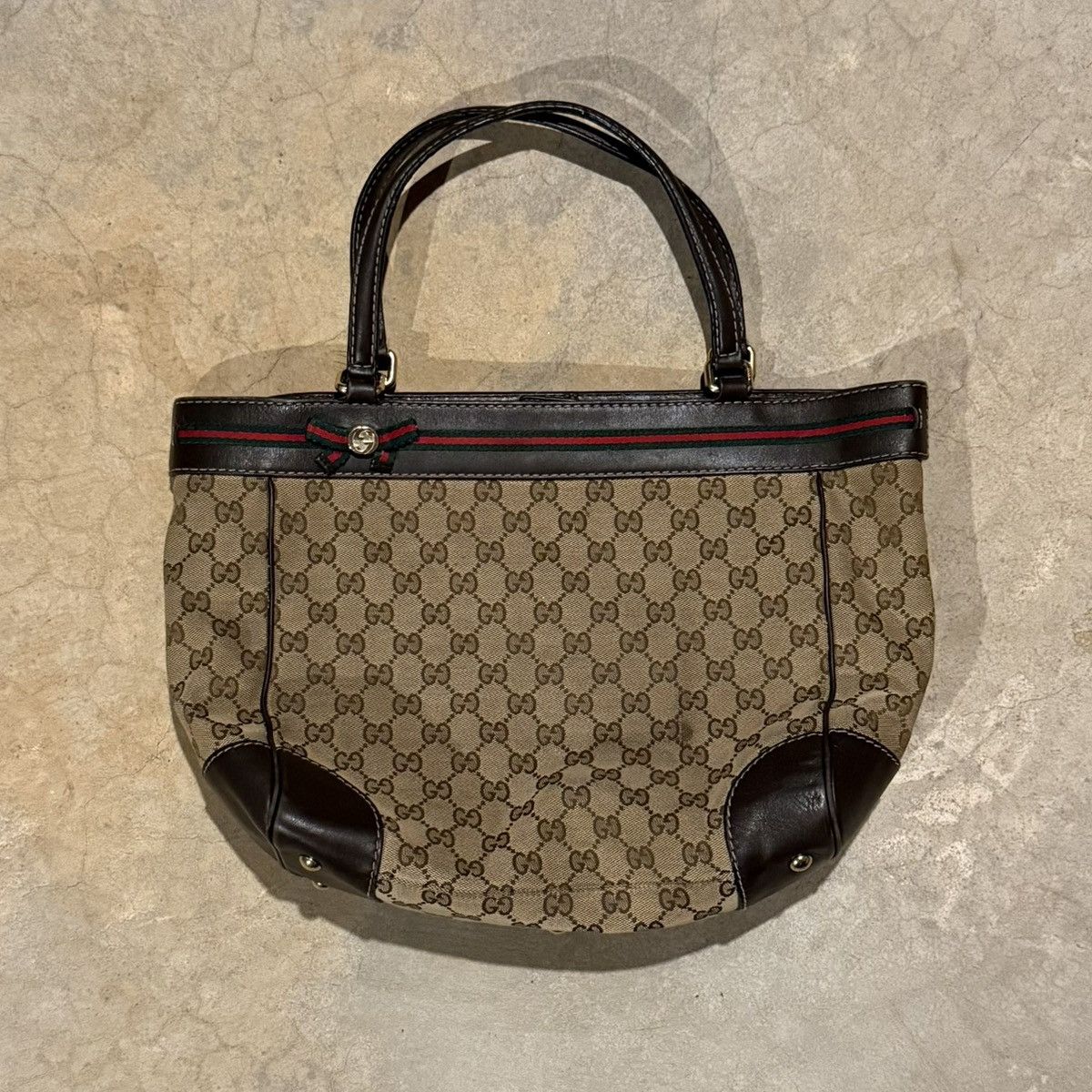 Gucci Vintage Gucci Mayfair Sherry Web Stripe GG Canvas Tote Bag Size ONE SIZE - 1 Thumbnail