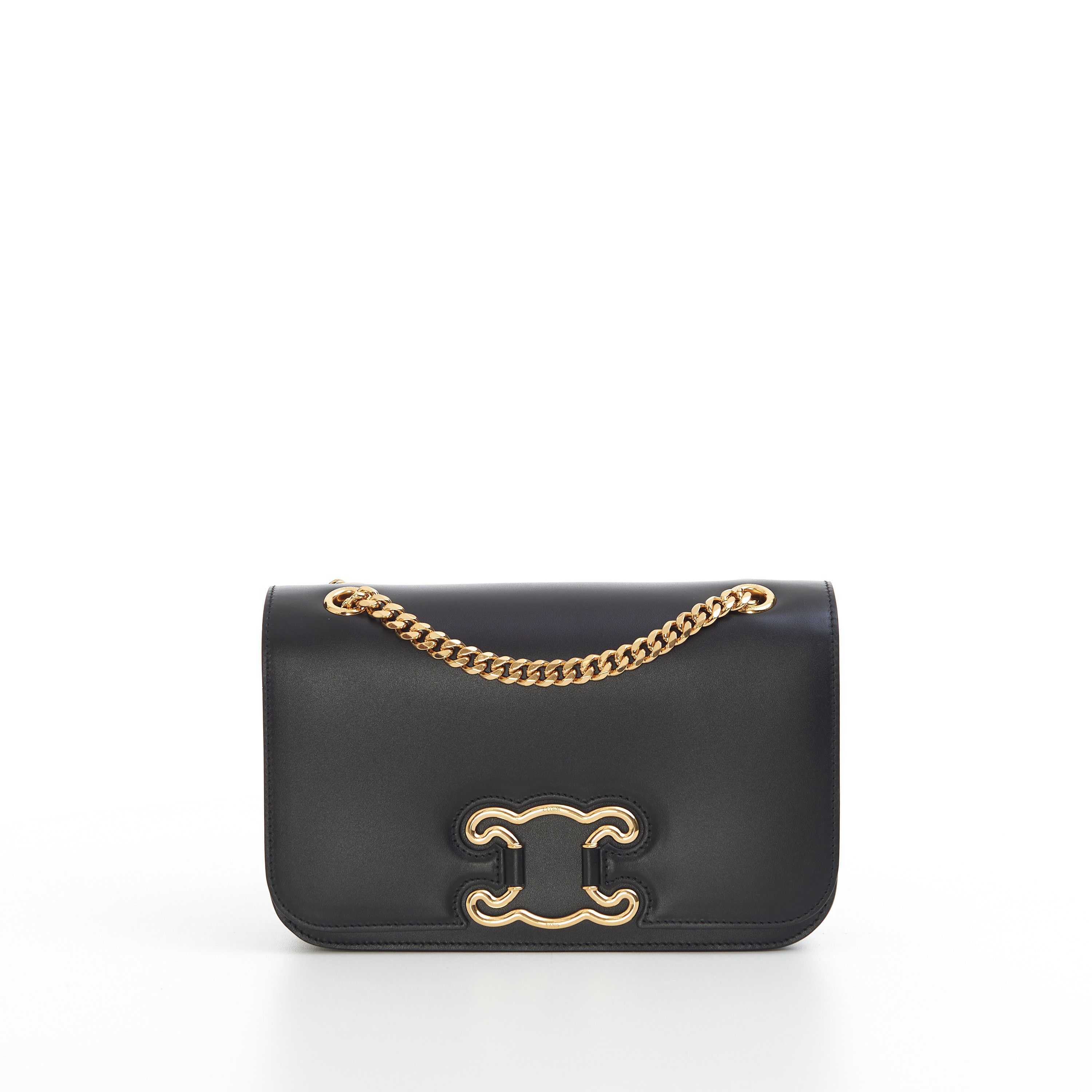 Celine Medium Bag Triomphe Frame In Black Shiny Calfskin Size ONE SIZE - 13 Thumbnail