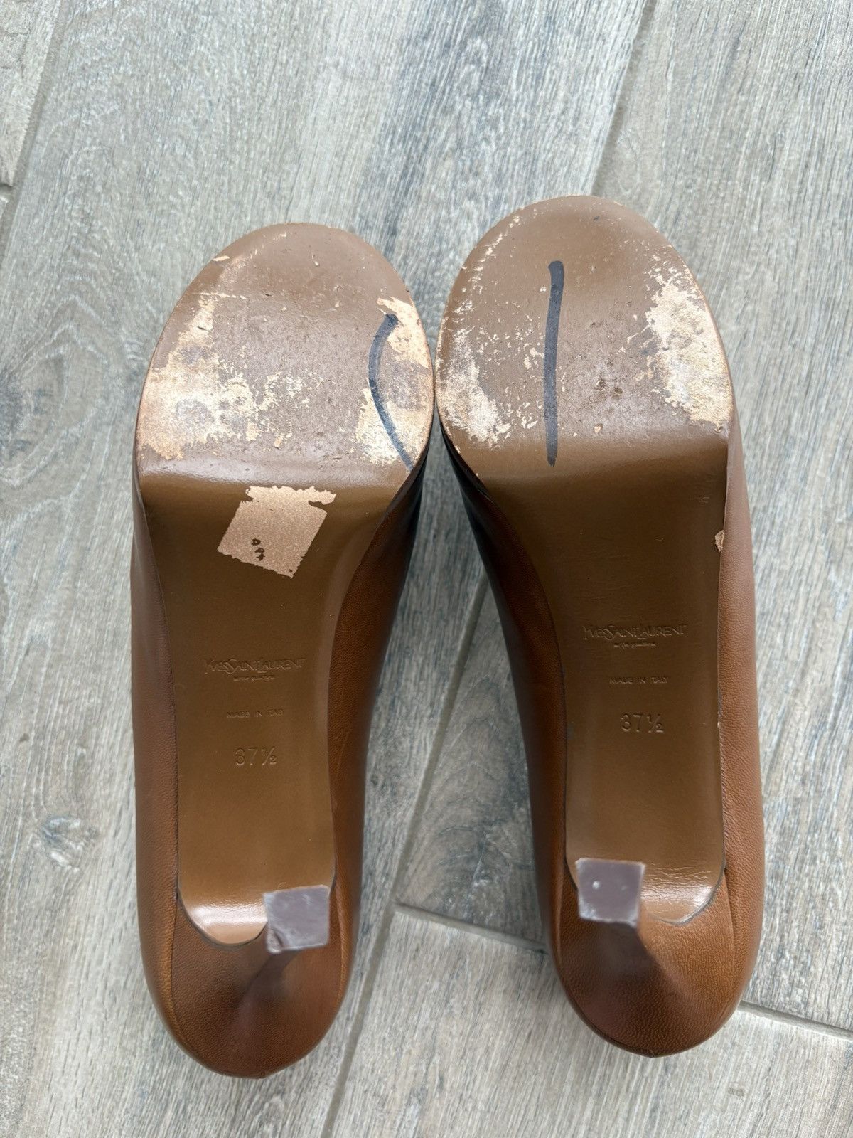 Yves Saint Laurent Yves Saint Laurent Leather Platform Pumps Brown Heels 37.5 Size US 7 / IT 37 - 7 Thumbnail