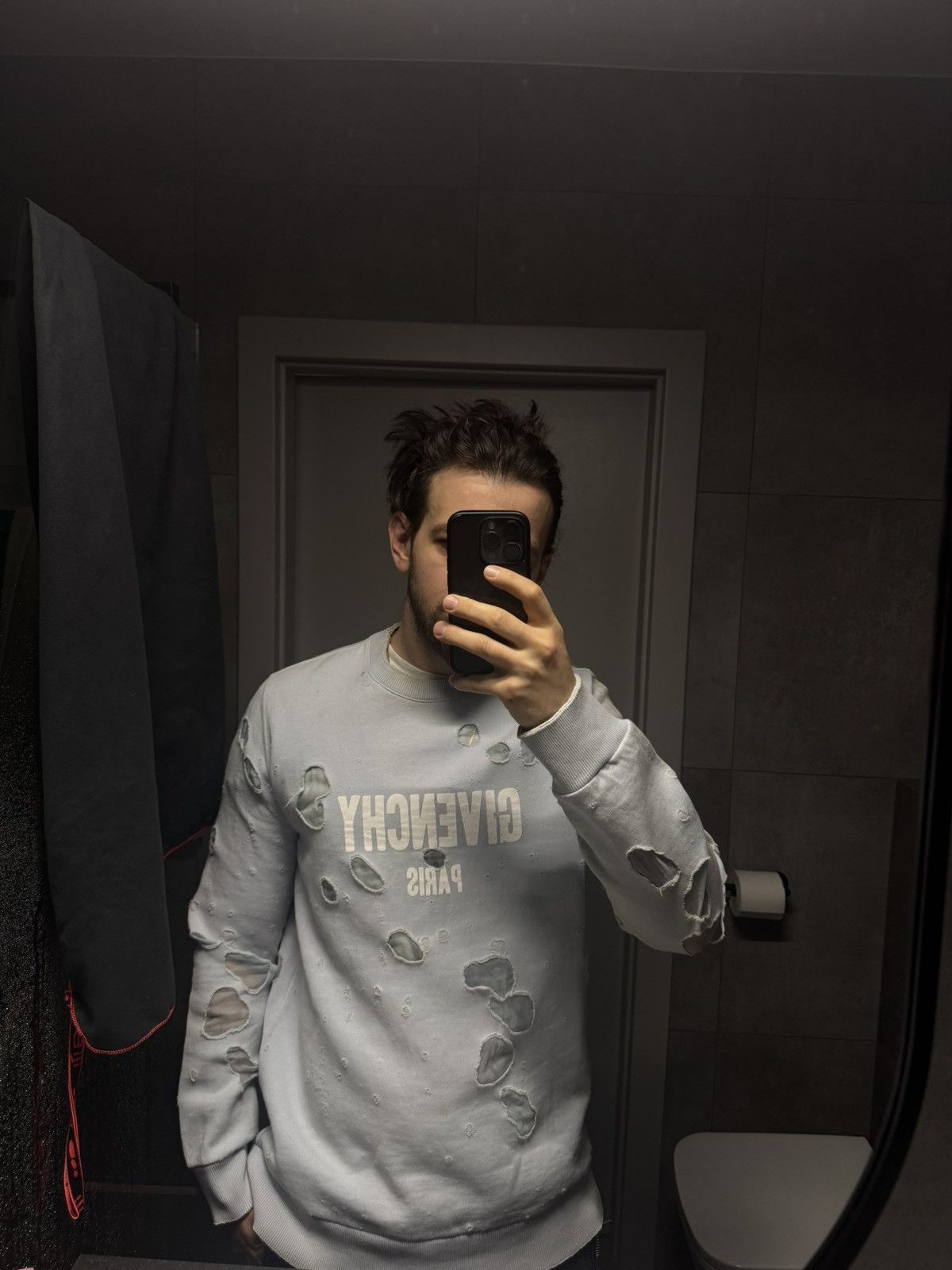 Givenchy Givenchy Designer Distressed sweatshirt crewneck rare hoodie Size US L / EU 52-54 / 3 - 2 Thumbnail