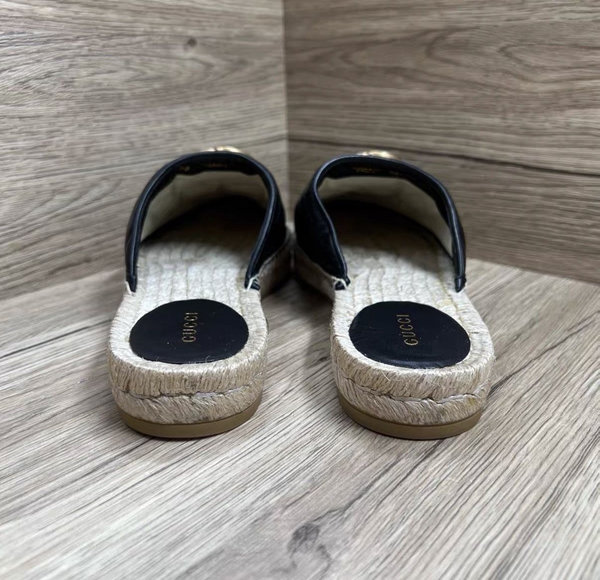 Gucci Gucci Espadrilles Black Double G Straw Mule Slides J41 Size US 8 / IT 38 - 5 Thumbnail