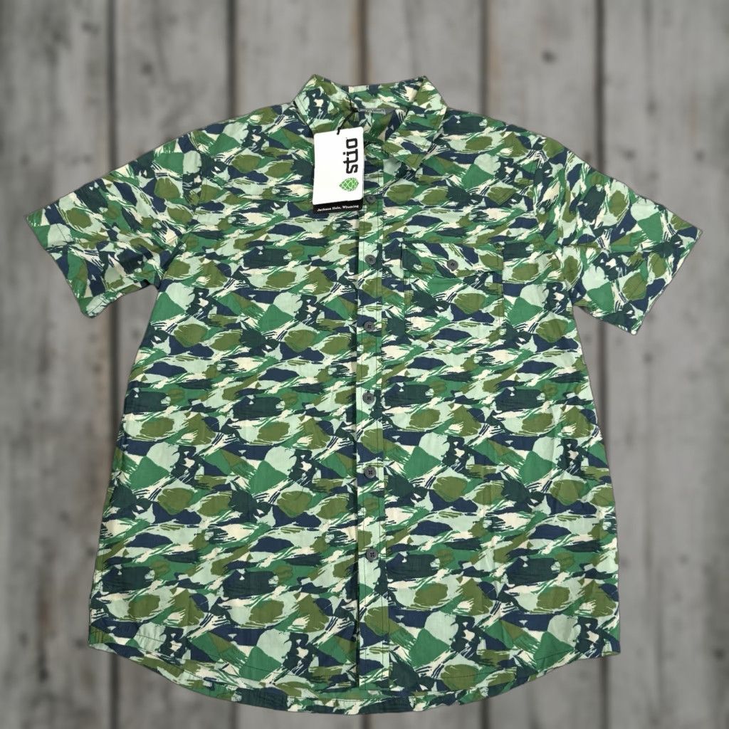 Vintage Stio Shirt Mens Large Green Button Up Curtis Camp Camo Stretch Outdoor Pocket Size US L / EU 52-54 / 3 - 1 Thumbnail