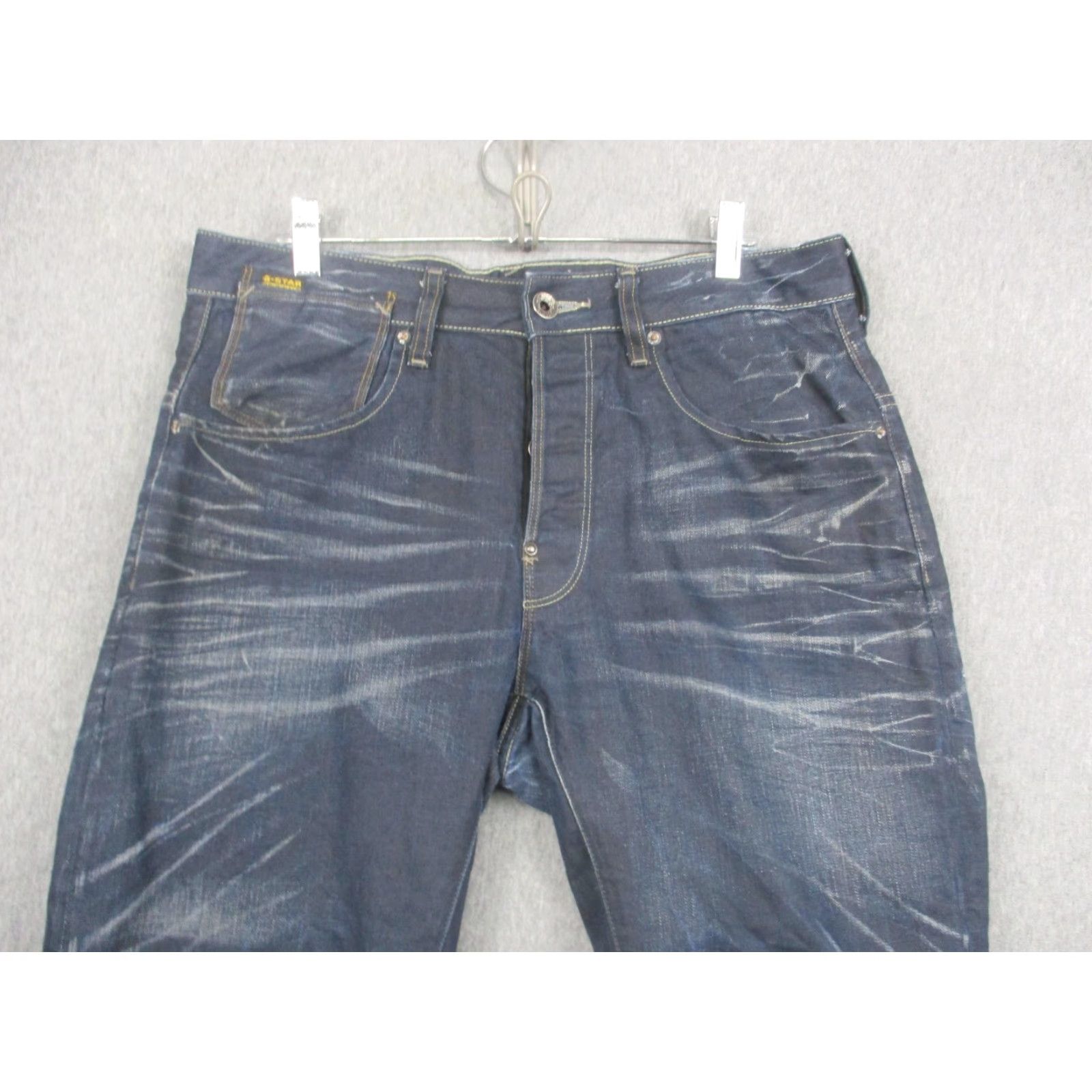 Vintage VINTAGE not applicable; generate title: G-Star RAW Jeans Mens 33x36 Denim Button Fly Tapered Blue Size US 33 - 2 Thumbnail