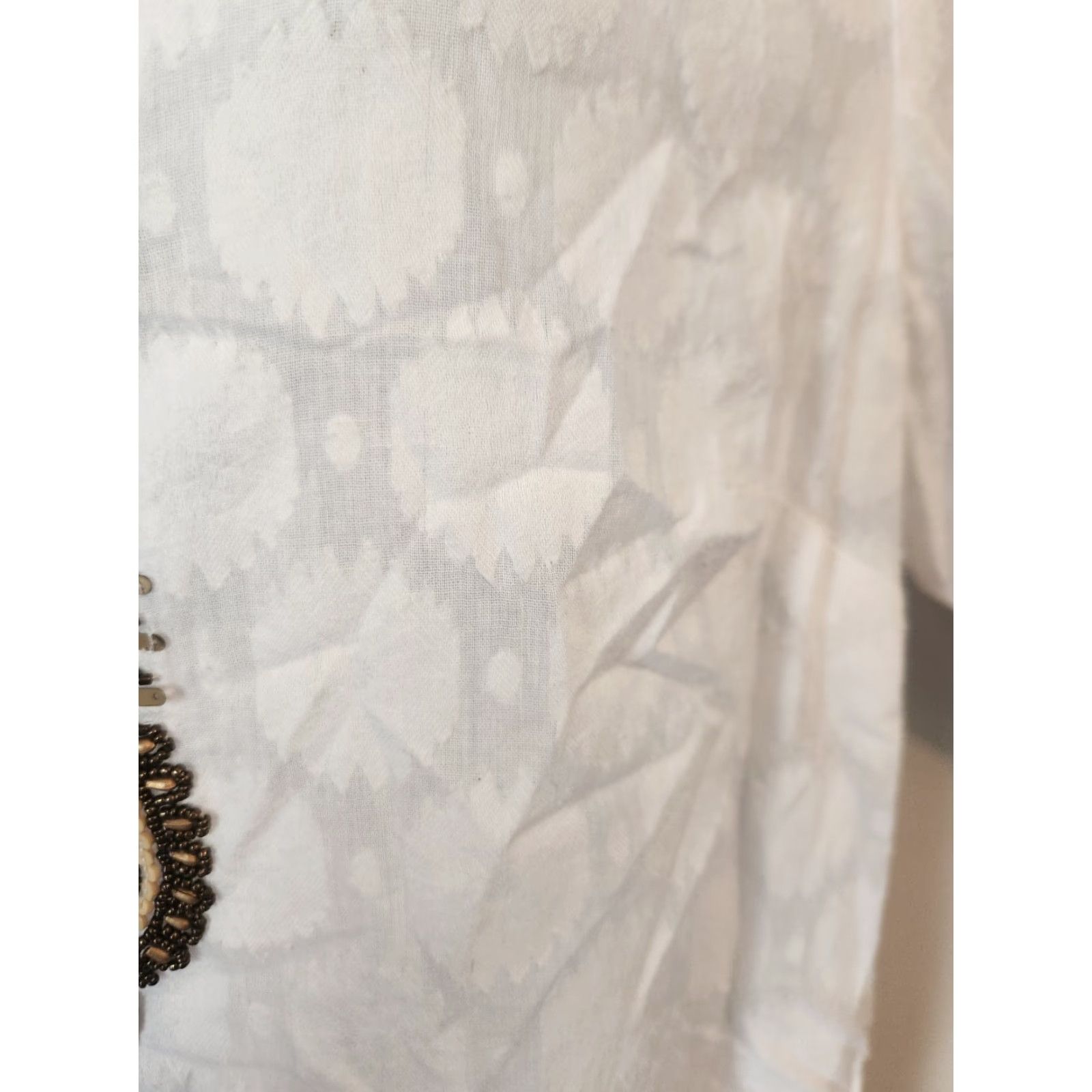 Charter Club Charter Club Blouse Tunic Top 0X White Beaded Detailed V-Neck 3/4 Sleeve Women Mathched Size XL / US 12-14 / IT 48-50 - 3 Thumbnail