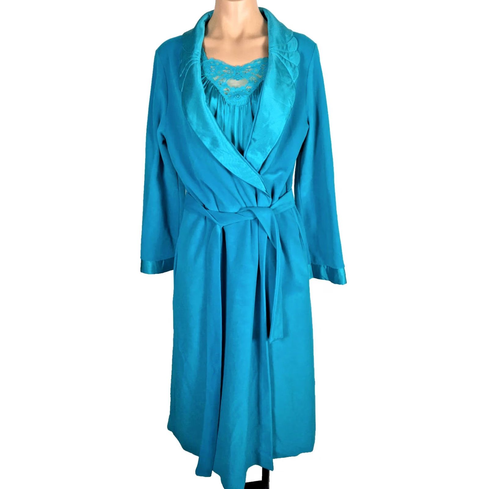 Vintage VINTAGE Lorraine Nightgown Robe Set Blue Nylon L Adults Women Size ONE SIZE - 2 Thumbnail
