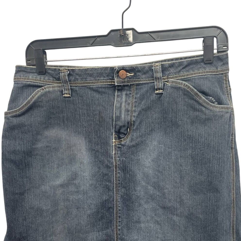 Bill Blass Bill Blass Womens Size 12 Midi A-Line Denim Blue Jean Skirt Size 34" / US 12 / IT 48 - 3 Thumbnail