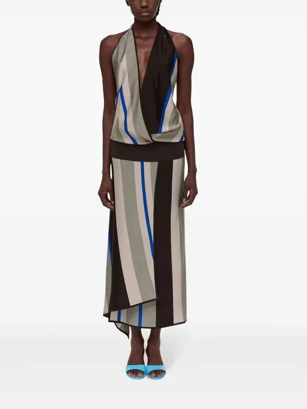 Salvatore Ferragamo o1y0326 Midi Dress in Multicolor Size M / US 6-8 / IT 42-44 - 2 Thumbnail