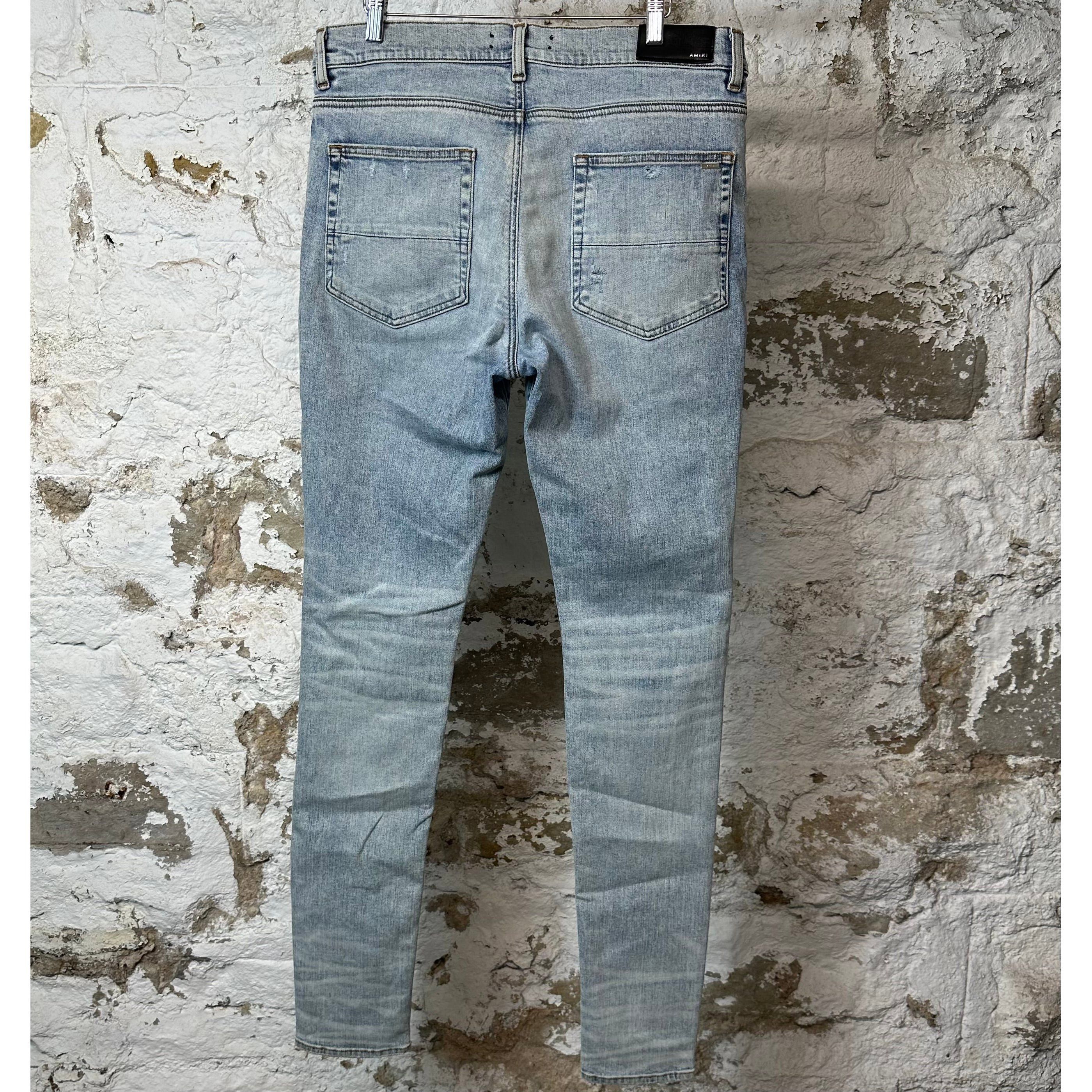 Amiri Amiri Multicolor Paisley Patch Washed Blue Denim Jeans Sz 36 Size US 36 / EU 52 - 2 Thumbnail