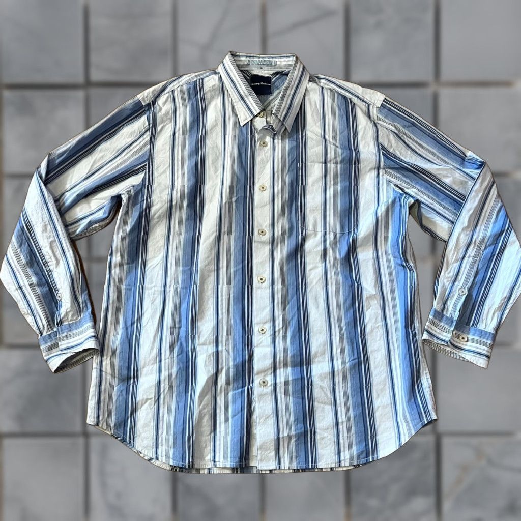 Tommy Bahama Tommy Bahama Shirt Mens XL Silk Blend Long Sleeve Button Up Blue White Size US XL / EU 56 / 4 - 1 Thumbnail