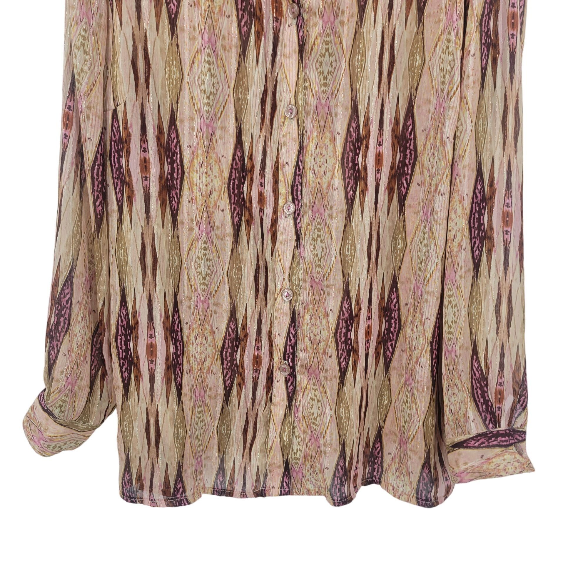 Vintage Vintage 70s Sheer Button Down Blouse XL Pink Streaked Groovy Size XL / US 12-14 / IT 48-50 - 6 Thumbnail