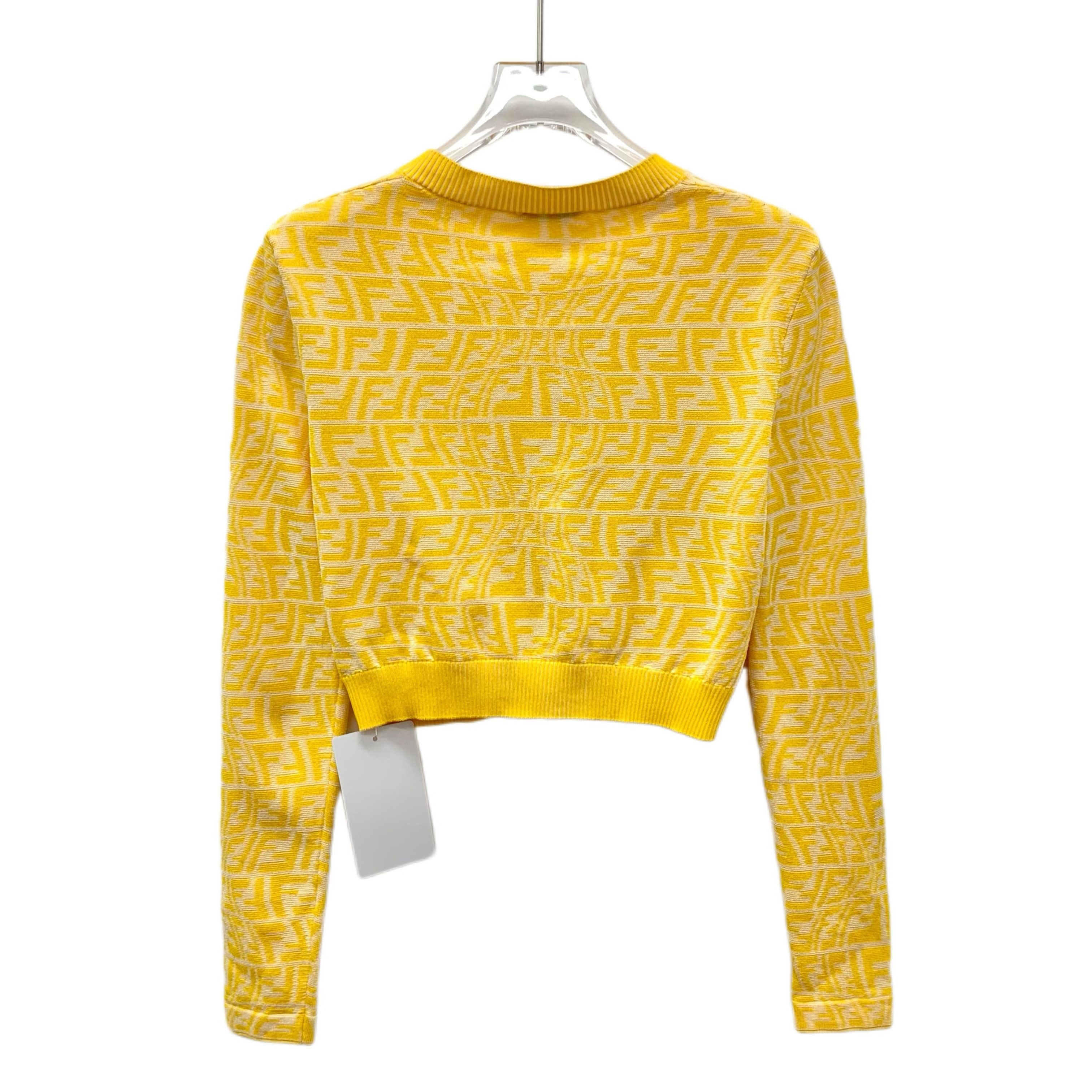 Fendi Fendi Yellow Logo Knit Cardigan (XS / 36) Size XS / US 0-2 / IT 36-38 - 7 Thumbnail