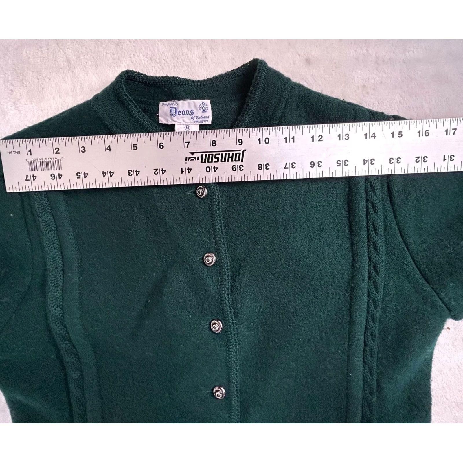 Vintage VINTAGE Deans Of Scotland Womens Green Wool Button-Up Cardigan Sweater Medium Size M / US 6-8 / IT 42-44 - 5 Thumbnail