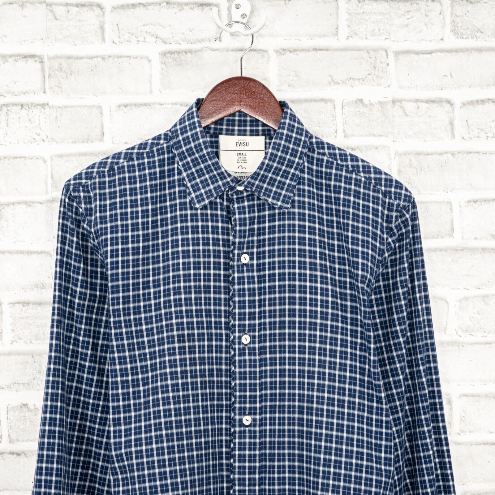 Evisu EVISU Men's Button up Shirt Long Sleeve Blue check Cotton Size US S / EU 44-46 / 1 - 4 Thumbnail
