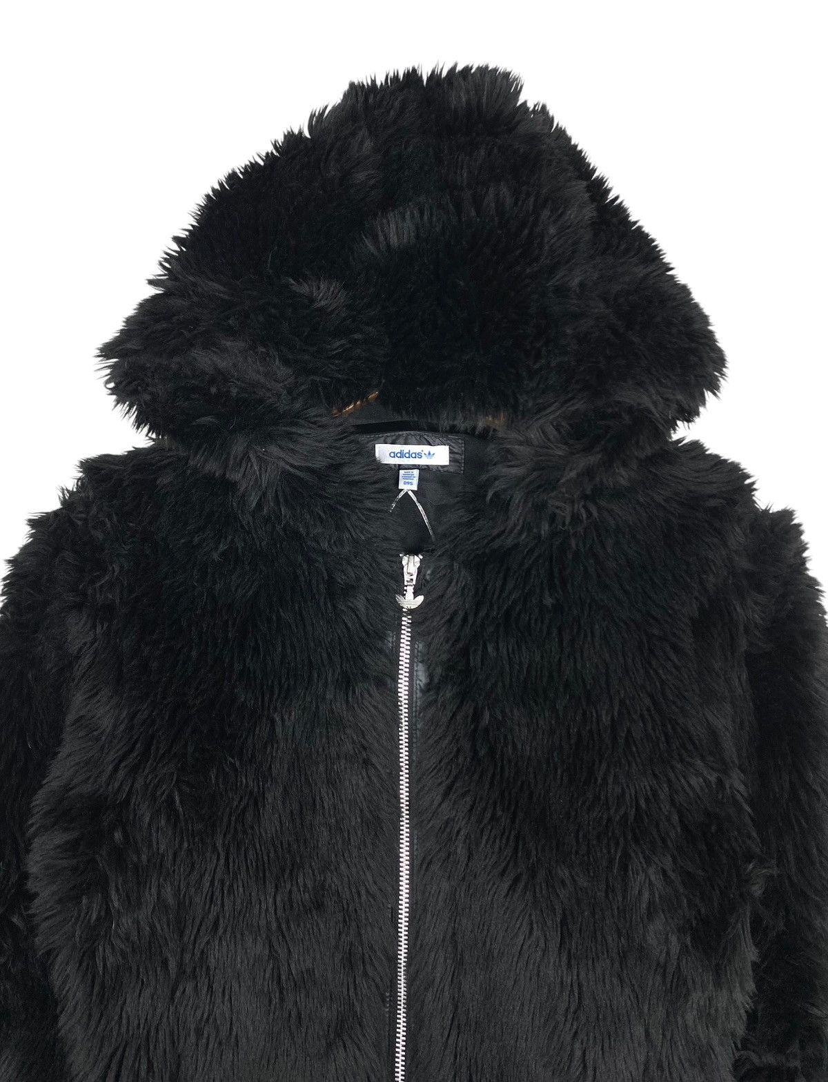 Adidas Rare‼️ Adidas Hooded Faux Fur Jacket Big Logo Inside Size XS / US 0-2 / IT 36-38 - 5 Thumbnail