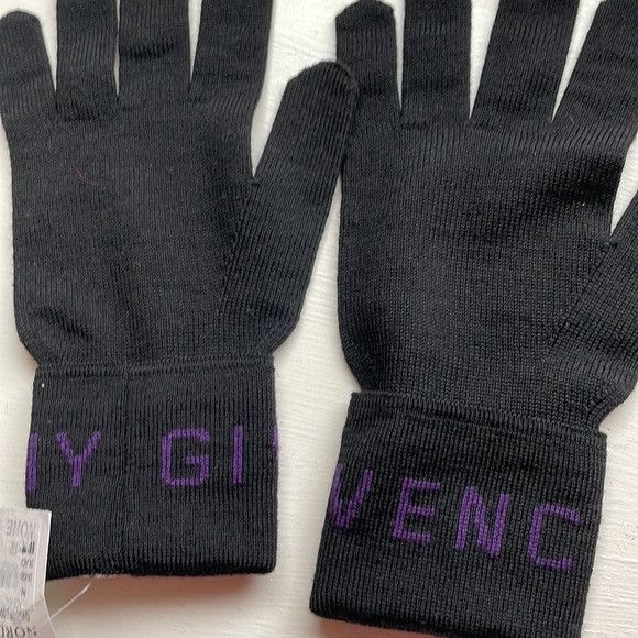 Givenchy Givenchy Logo Cuff Wool Gloves black and purple Size ONE SIZE - 7 Thumbnail