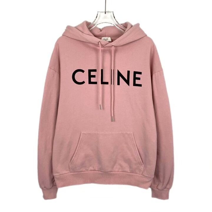 Celine Celine Pink Logo Print Hooded Sweatshirt Size XXS / US 00 / IT 34 - 1 Thumbnail