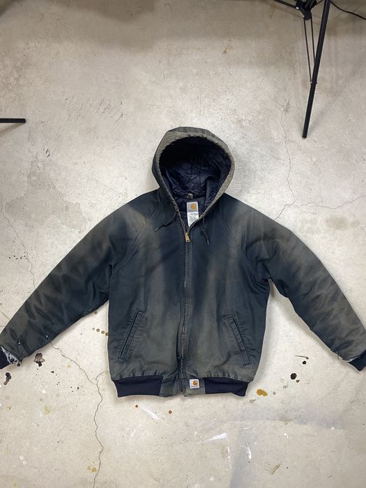 Vintage Faded Black Carhartt Hooded Jacket | Grailed