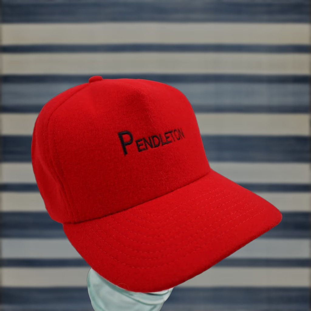 Pendleton VINTAGE Pendleton %100 Wool Spellout Fitted Cap Baseball Cap Men 7 Red Mens Size ONE SIZE - 1 Thumbnail