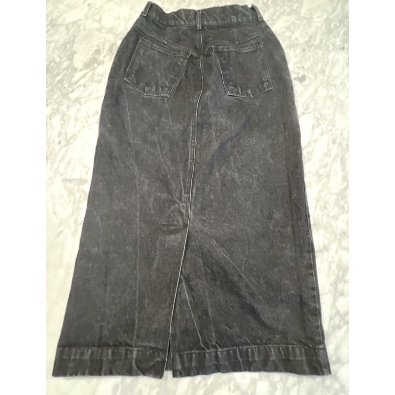 Gap VINTAGE Gap Long Black Denim Skirt Womens 8 Work Pockets Zipper Slit Size 30" / US 8 / IT 44 - 4 Thumbnail