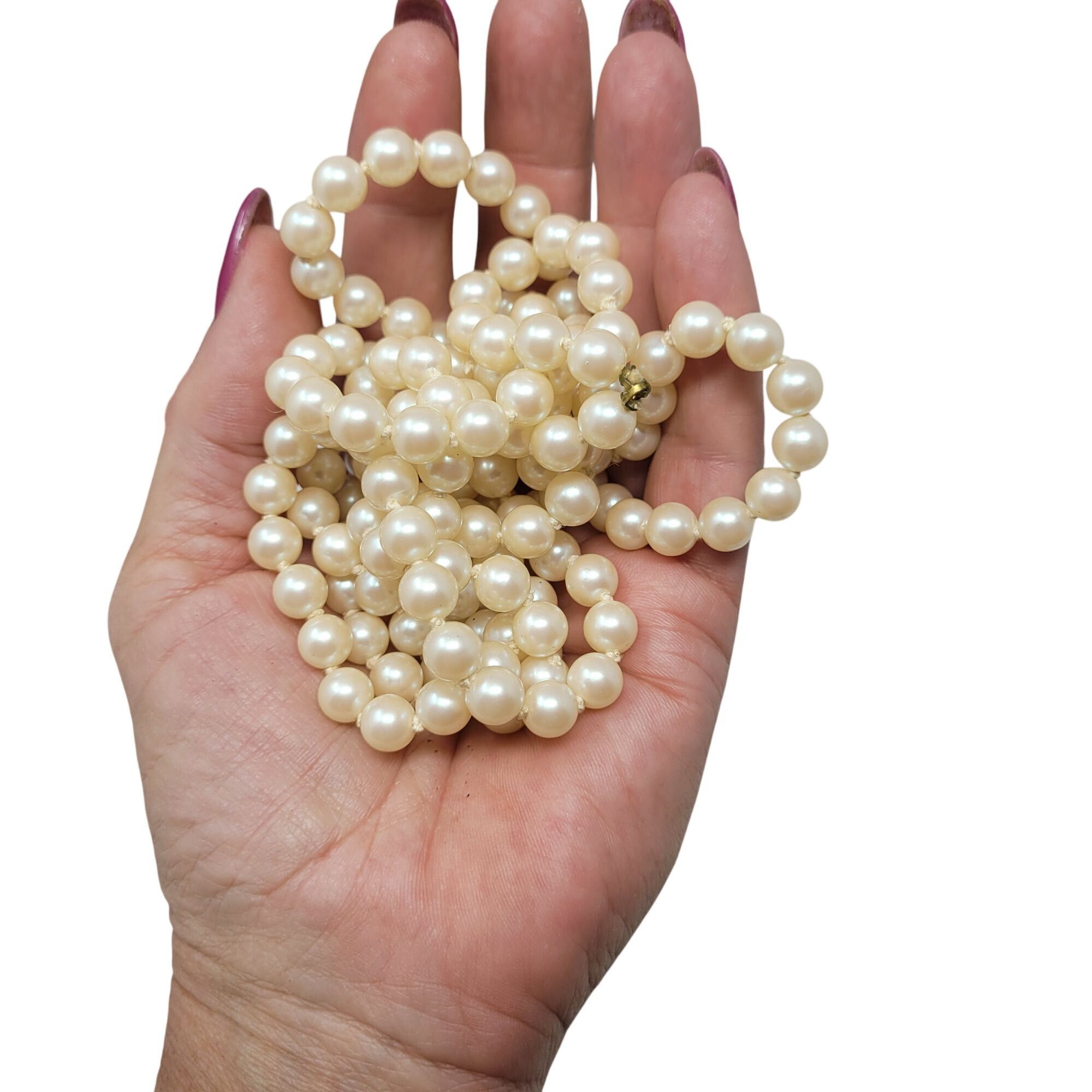 Vintage Vtg Flapper Hand Knotted Faux Pearl Necklace Glass Ivory Cla Size ONE SIZE - 7 Thumbnail