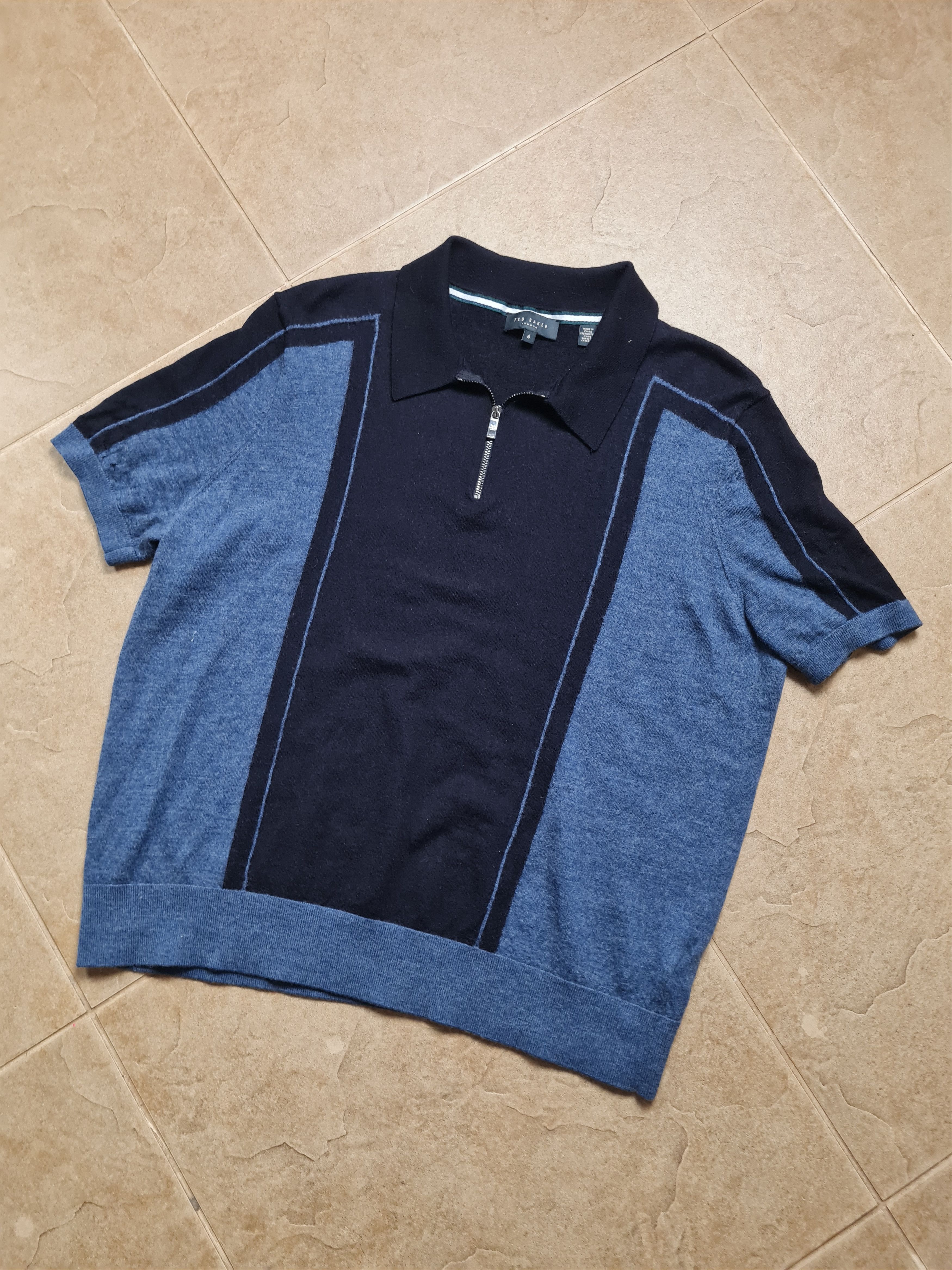 Ted Baker Shirt Ted Baker Zip Neck Merino Polo T-Shirt - Navy Size 6 Size US L / EU 52-54 / 3 - 1 Thumbnail