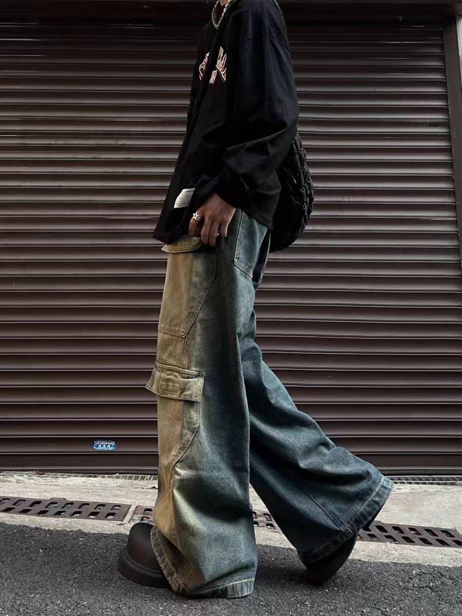 Japanese Brand × Jean Vintage micro flare baggy work jeans Size US 34 / EU 50 - 3 Thumbnail