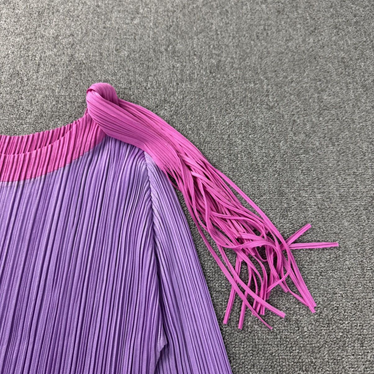 Pleats Please Issey Miyake Pleats Please -Joyce -Fringe Ribb Top Cut and Sewn 3/4Sleeve Size M / US 6-8 / IT 42-44 - 7 Thumbnail